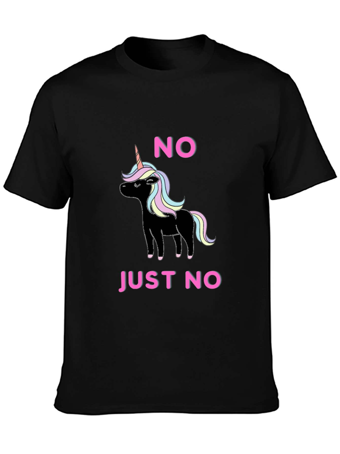 Black No Just No Unicorn T-Shirt Funny Graphic Tee view 3