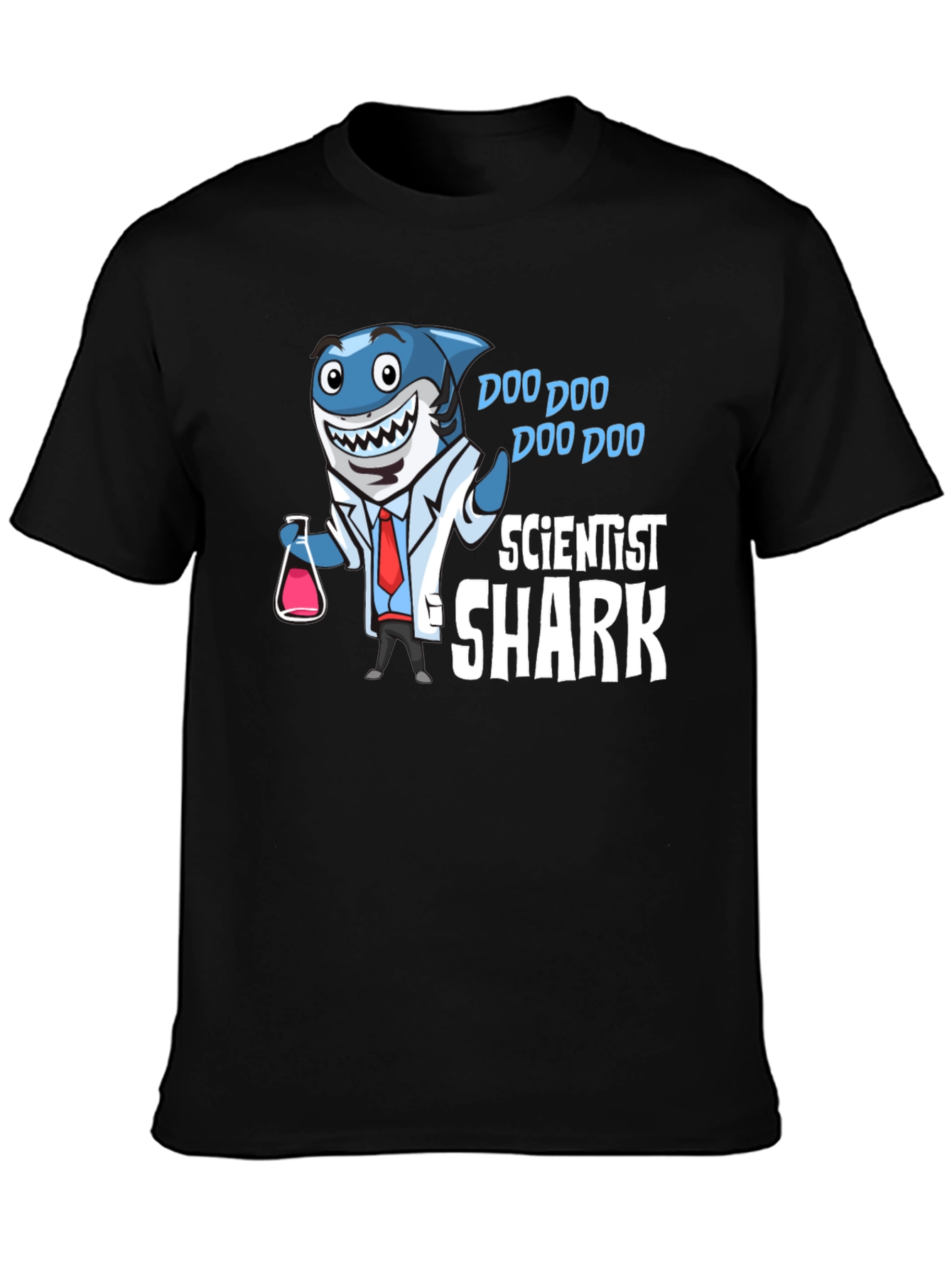 Black Scientist Shark T-Shirt Funny Graphic Tee view 3