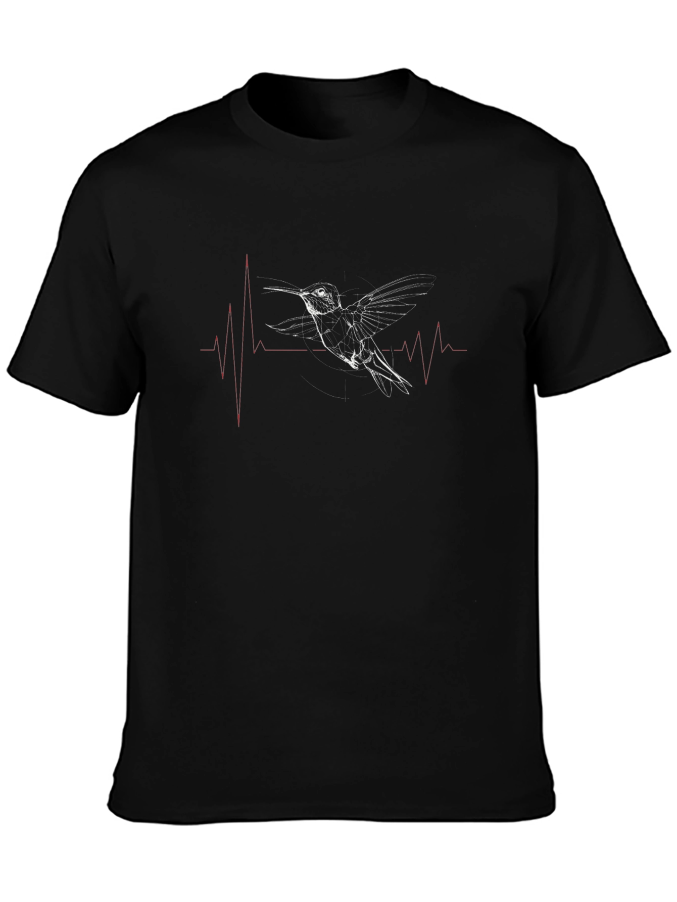 Black Hummingbird Heartbeat Graphic T-Shirt view 3