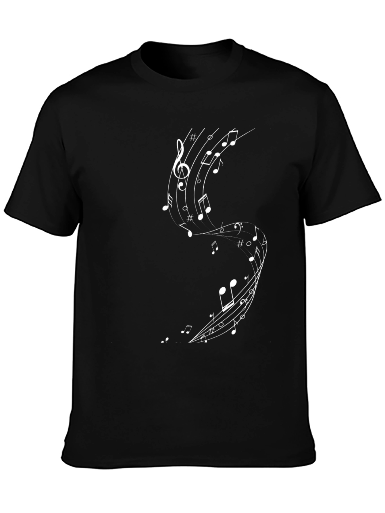 Black Musical Note Graphic Black T-Shirt view 3