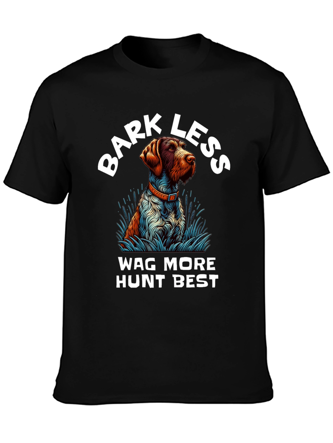 Black Bark Less Wag More Hunt Best Dog T-Shirt view 3