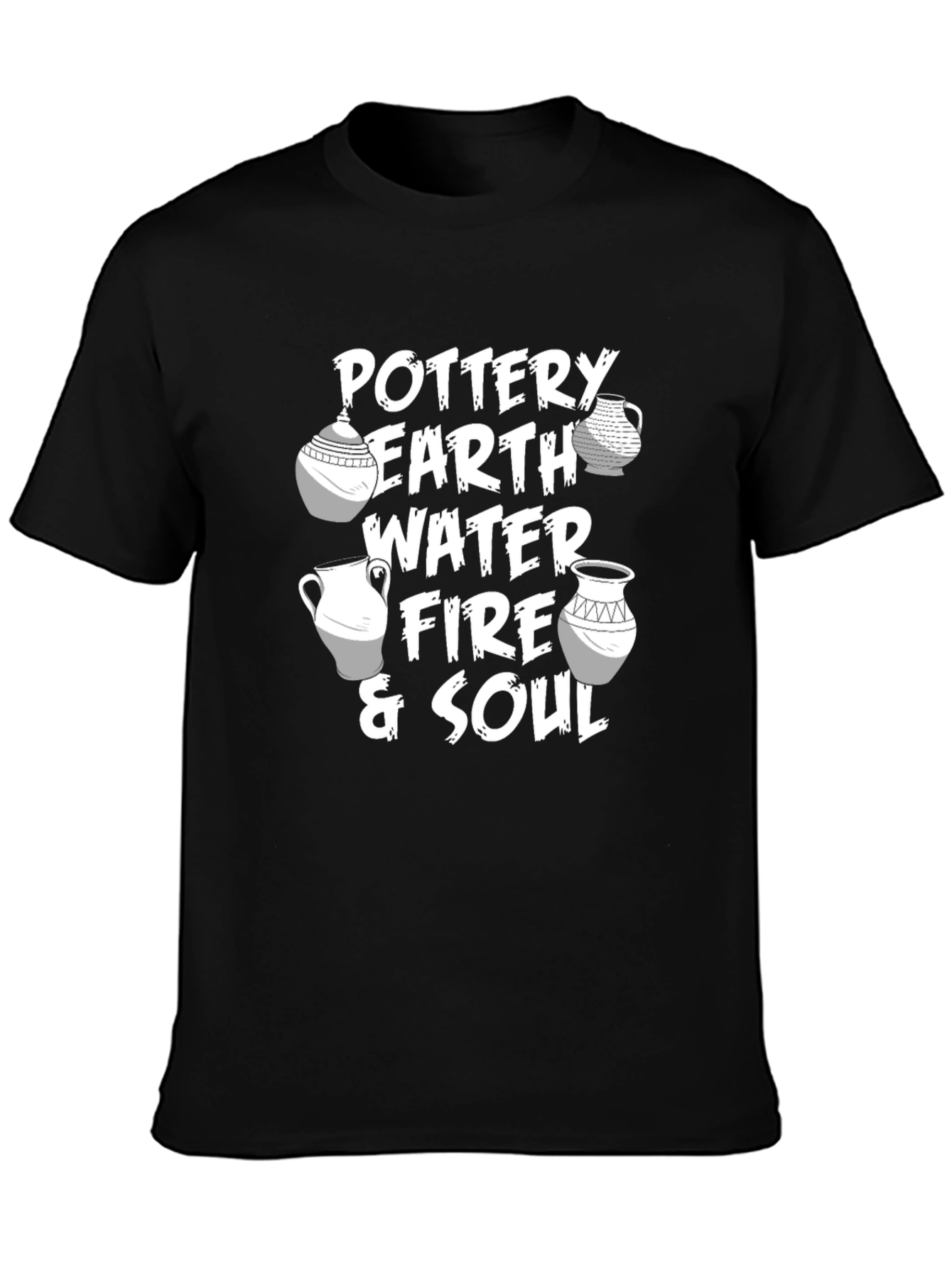 Black Pottery Elements Graphic T-Shirt - Earth, Water, Fire & Soul view 3
