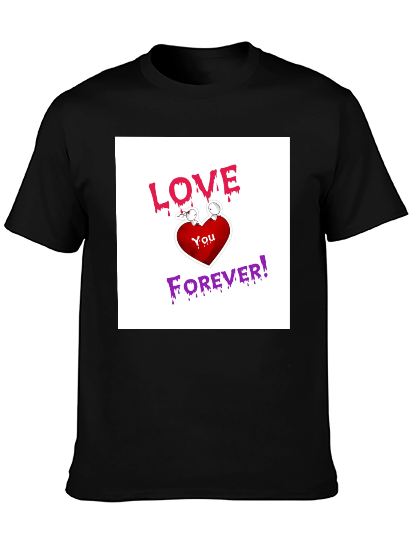 Black Love You Forever Graphic T-Shirt view 3