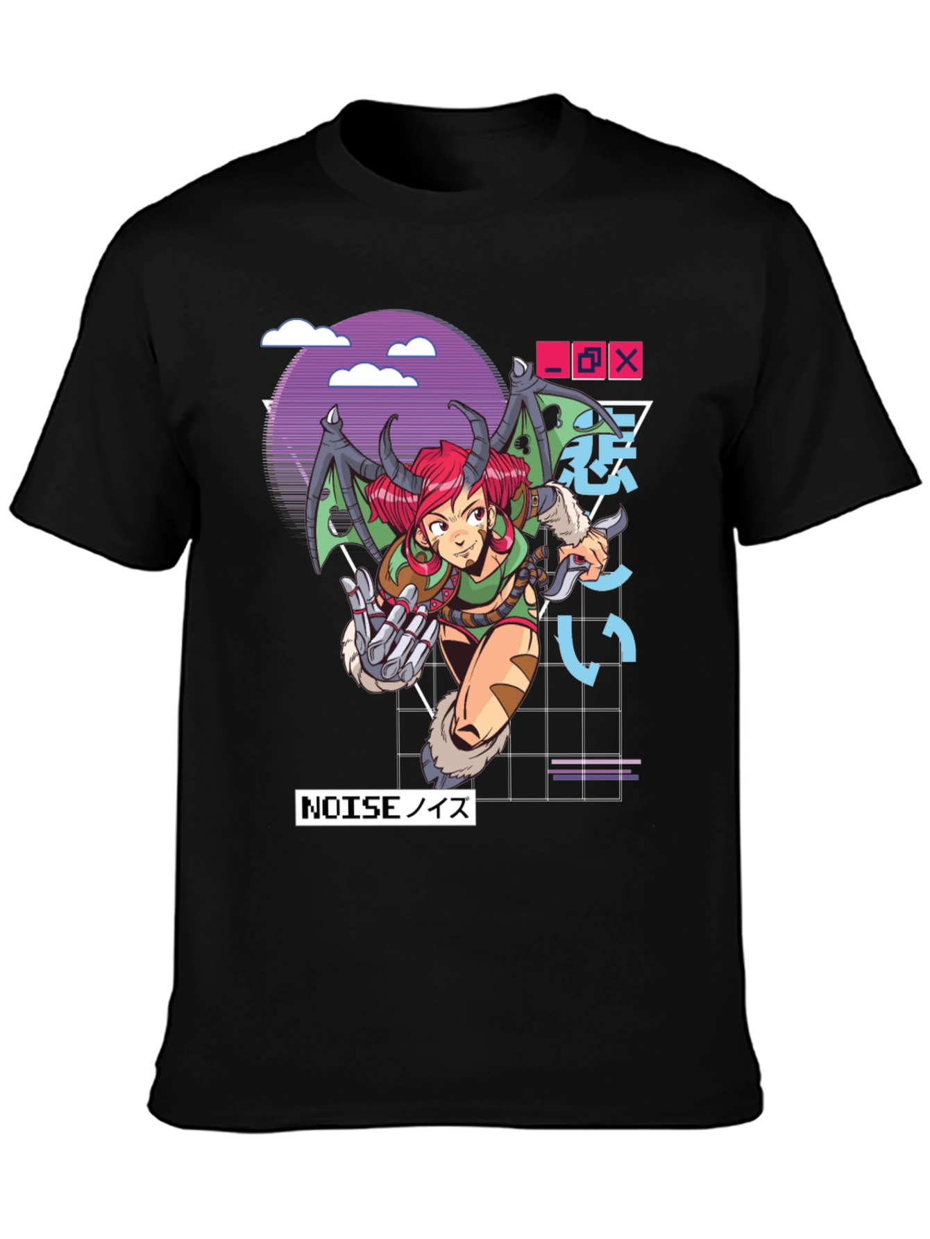 Black Anime Girl Graphic T-Shirt view 3