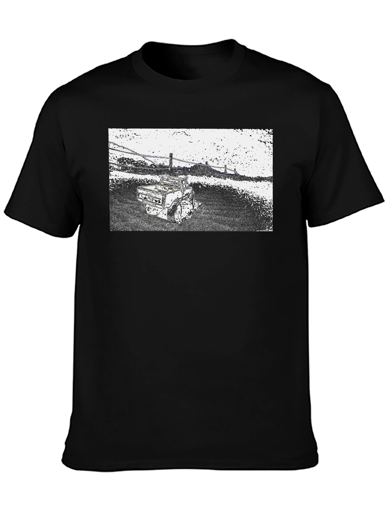 Black Cool Vintage Truck T-Shirt view 3