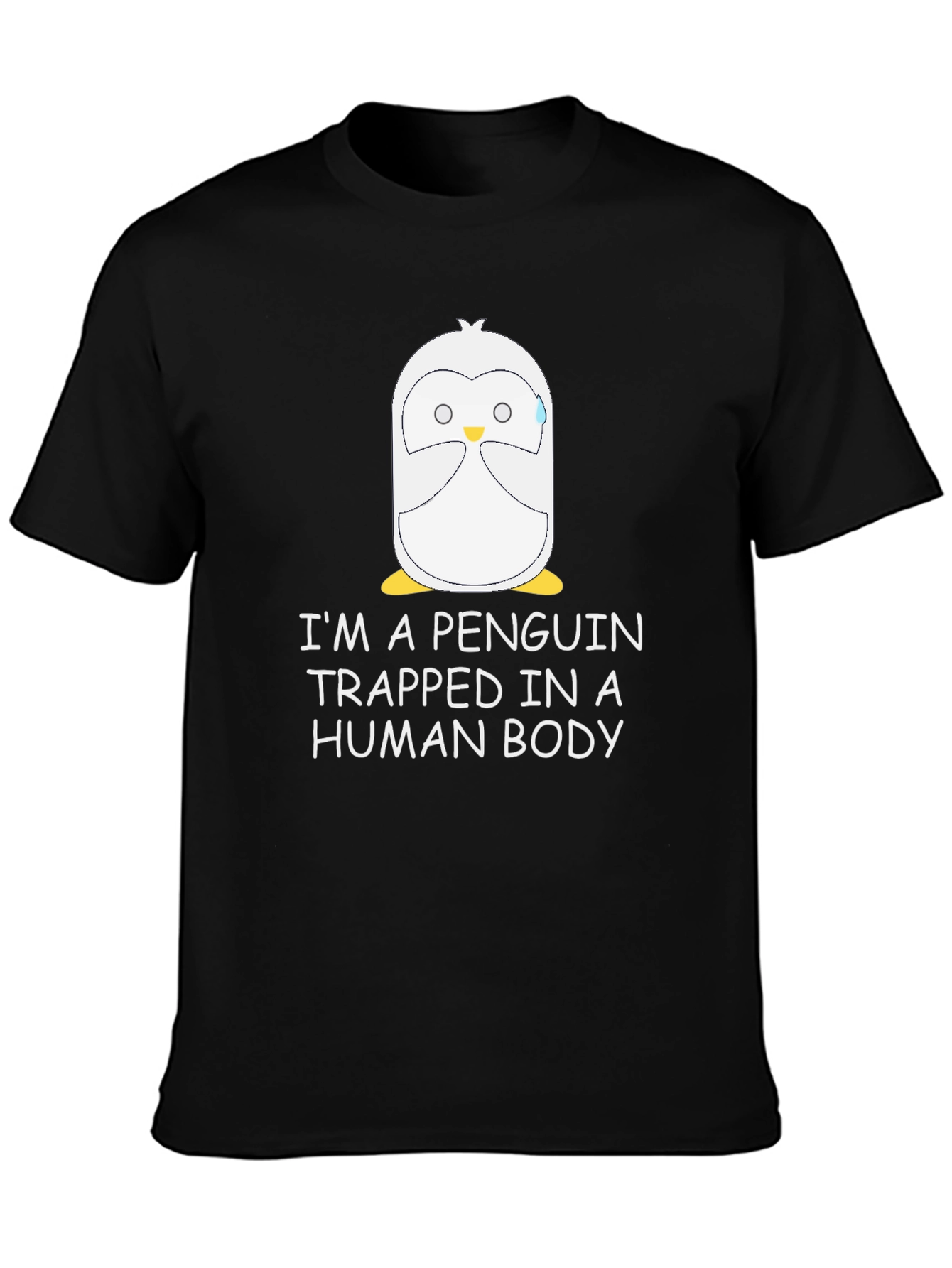 Black Penguin Trapped in a Human Body T-Shirt view 3