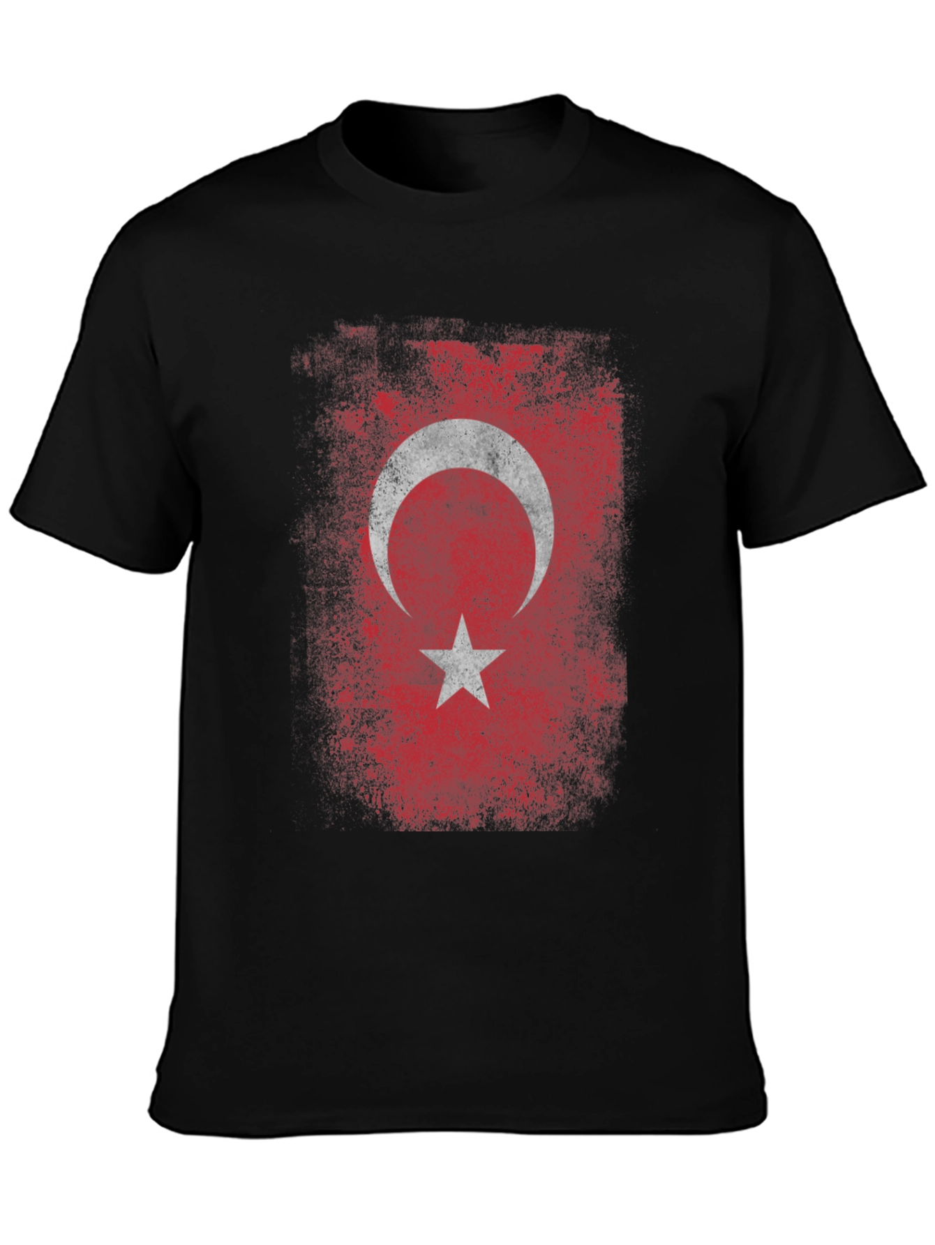 Black Turkish Flag Graphic T-Shirt - Distressed Design view 3