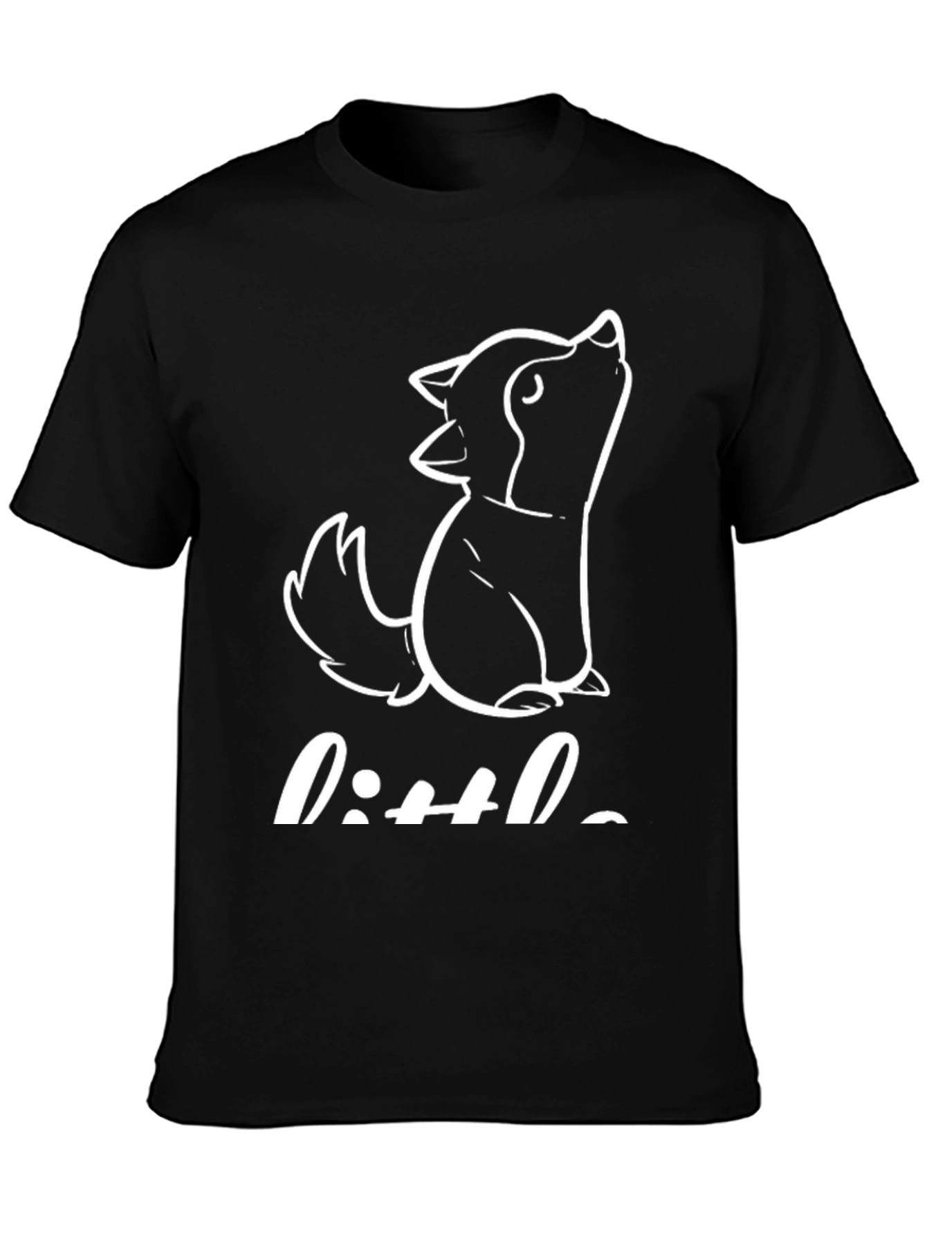 Black Cute 'Little' Wolf Graphic T-Shirt - Black view 3