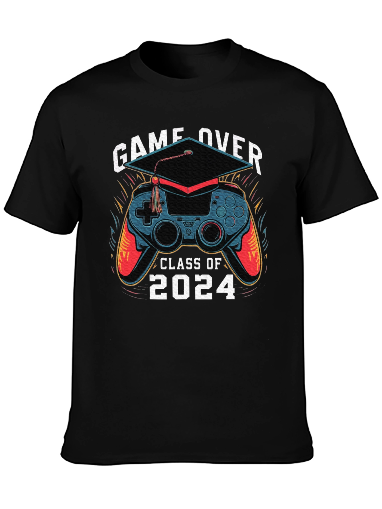 Black Game Over Class of 2024 Graduation T-Shirt view 3