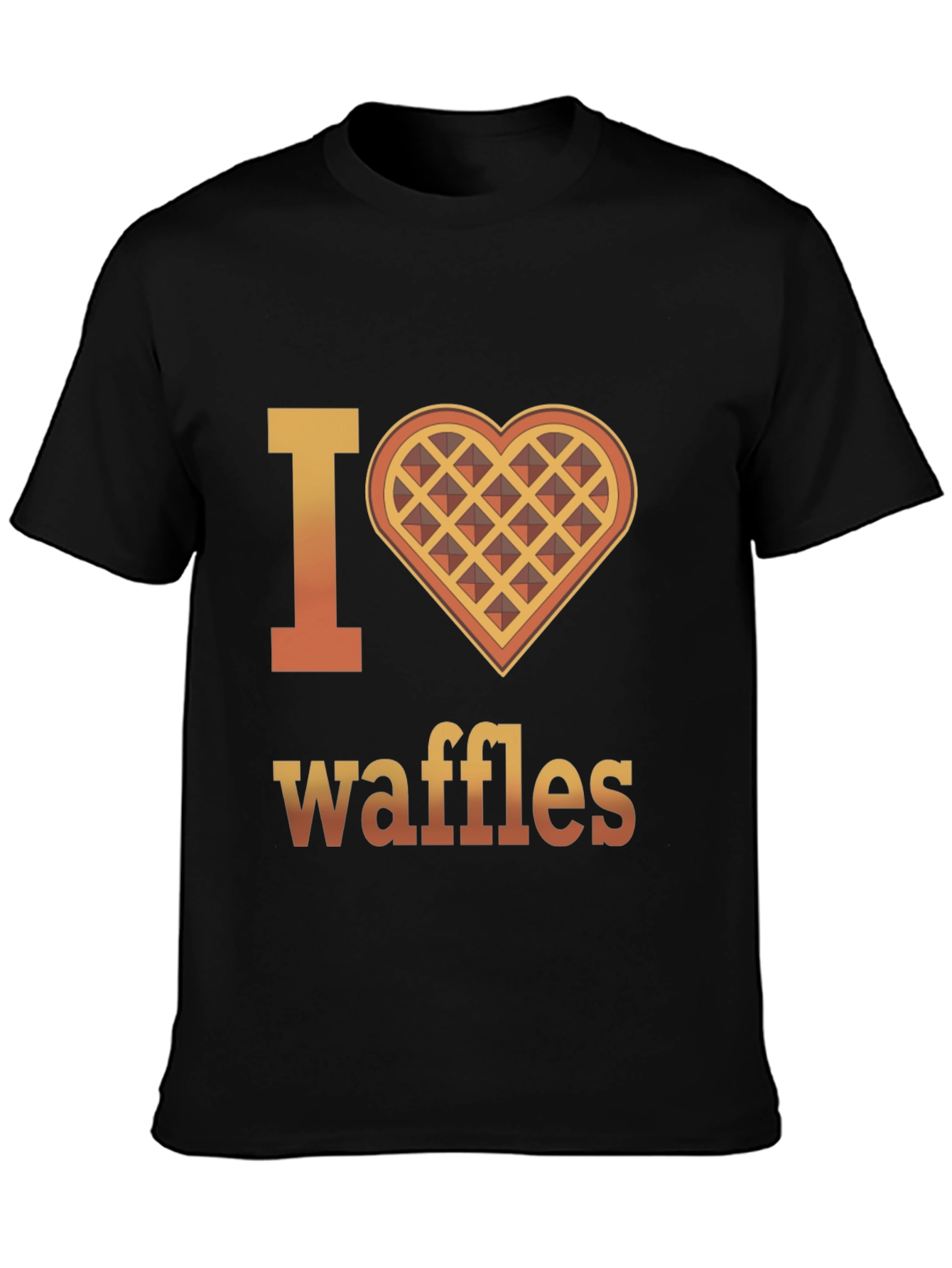 Black I Heart Waffles Graphic T-Shirt - Novelty Tee view 3