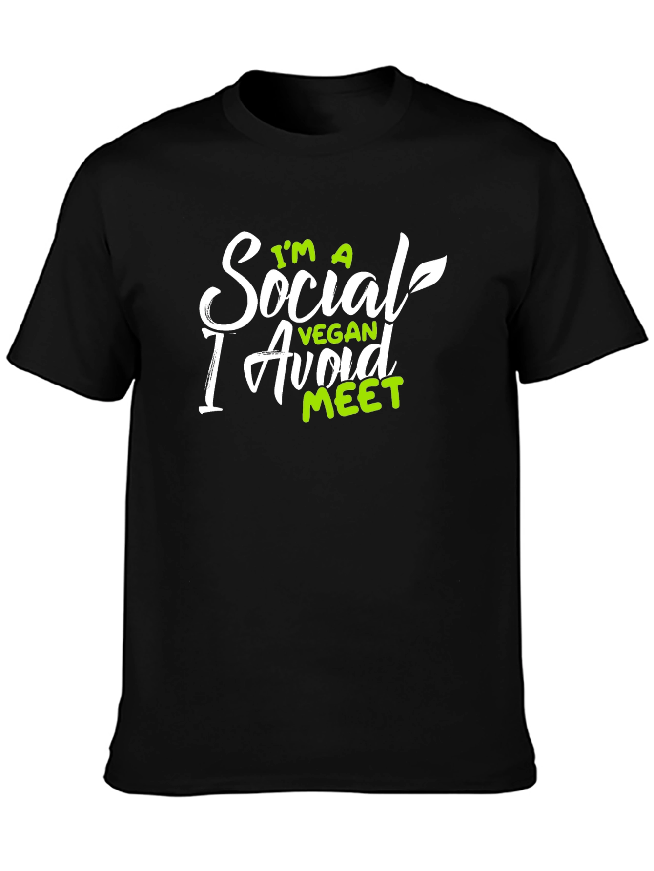 Black Social Vegan Avoid Meet Slogan Tee view 3