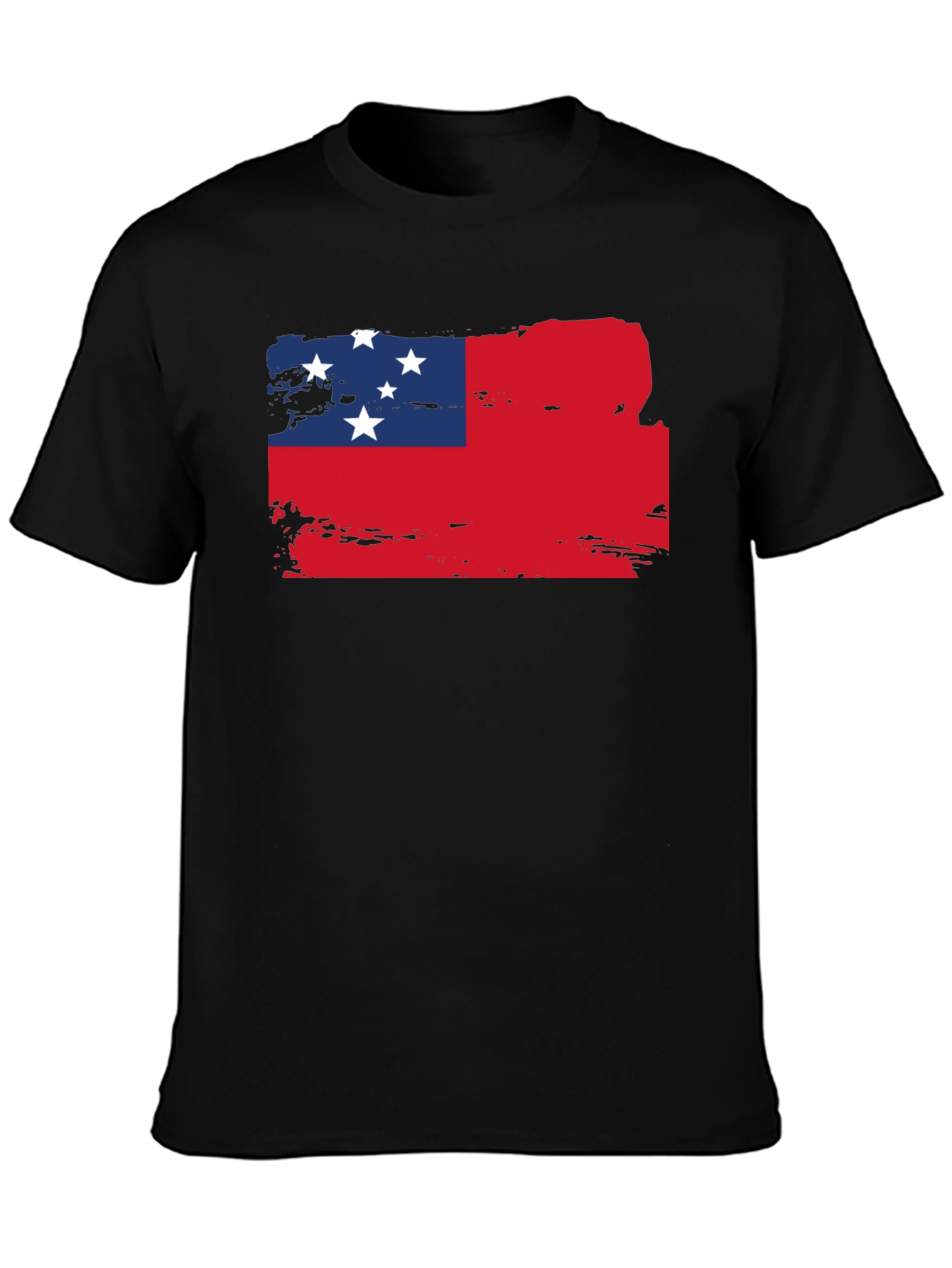 Black Samoa Flag Graphic Tee - Black Cotton T-Shirt view 3