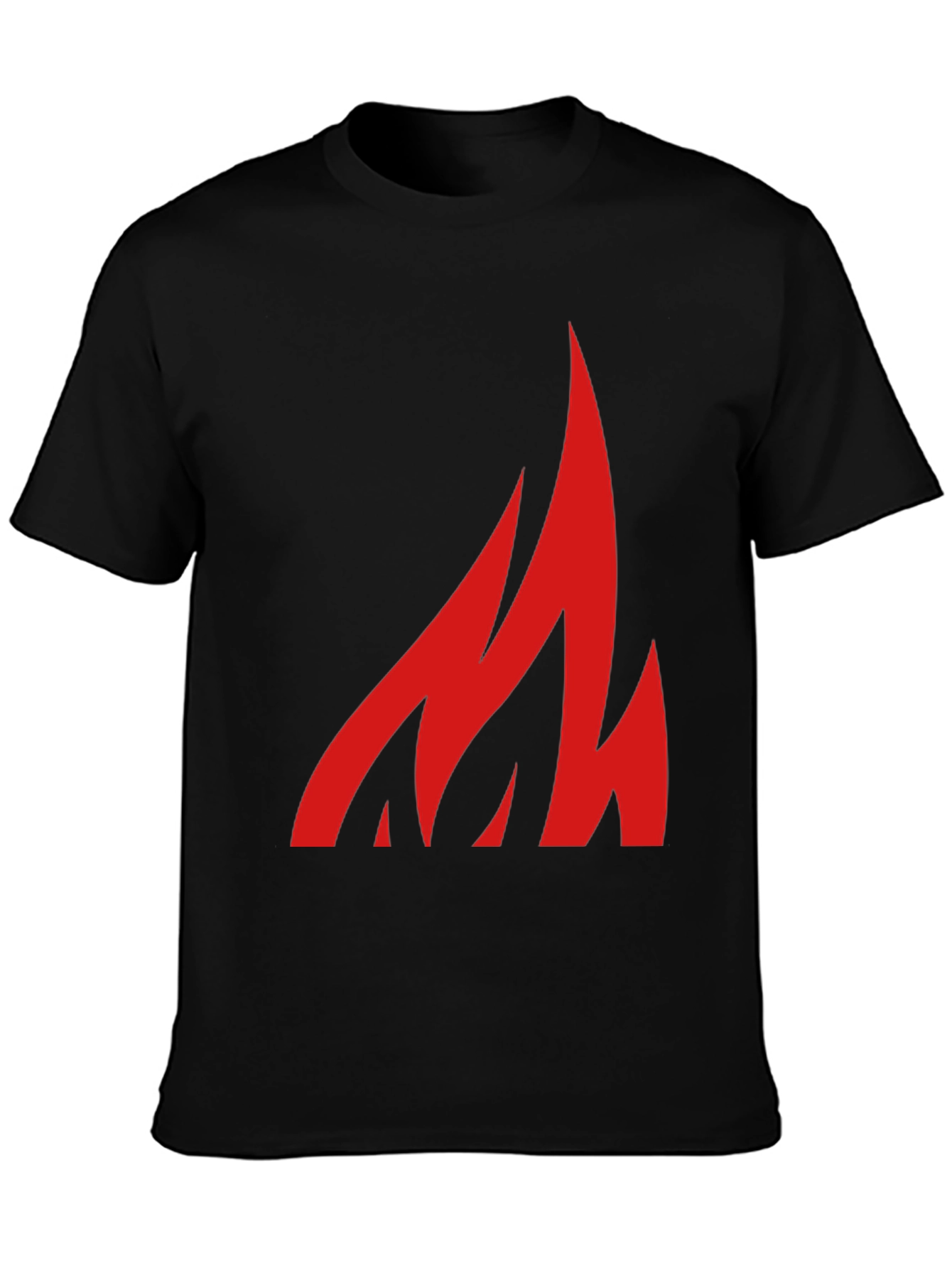 Black Bold Flame Graphic Tee - Black Cotton Casual Shirt view 3