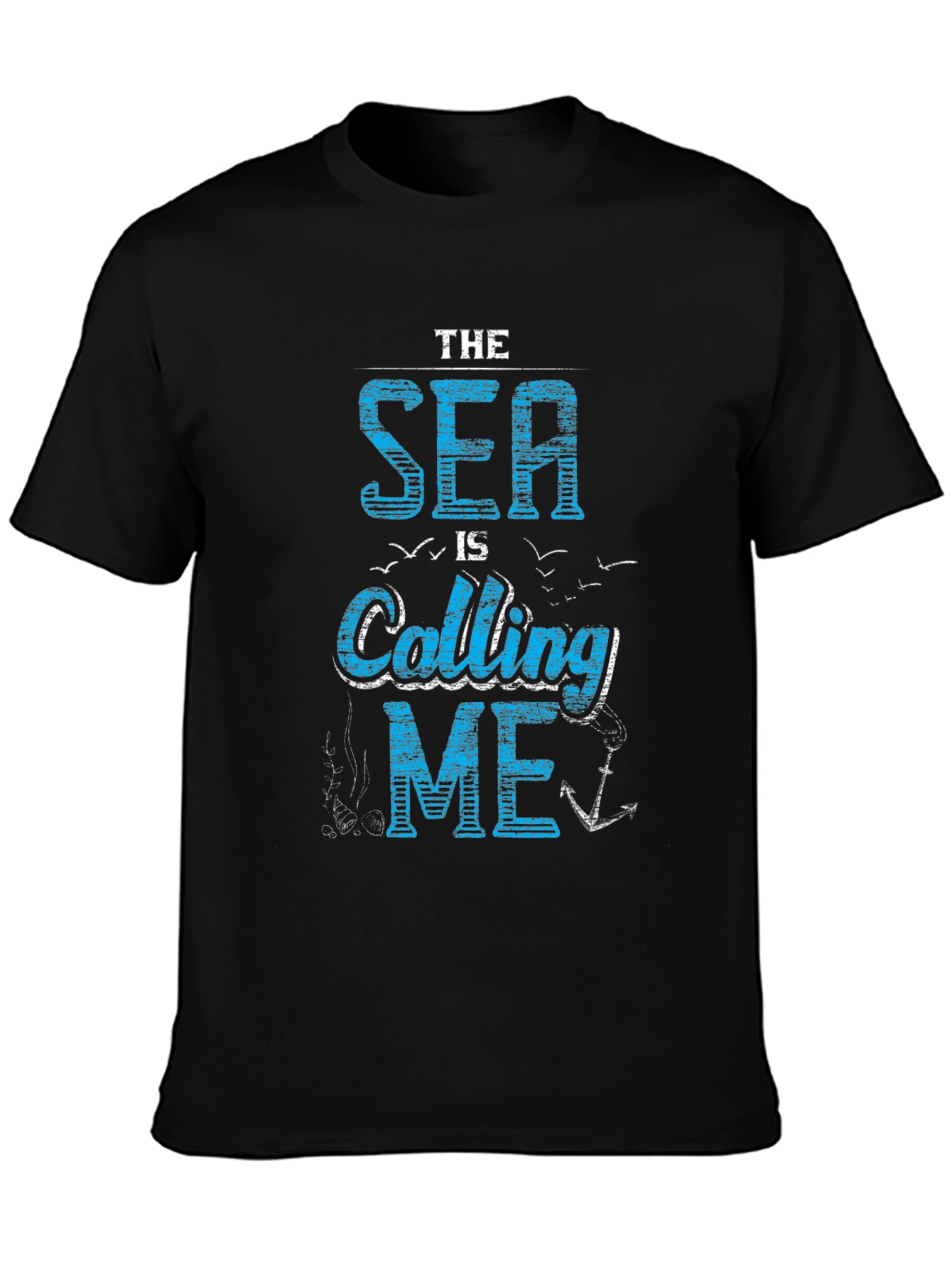 Black The Sea Is Calling Me - Men's Graphic T-Shirt view 3
