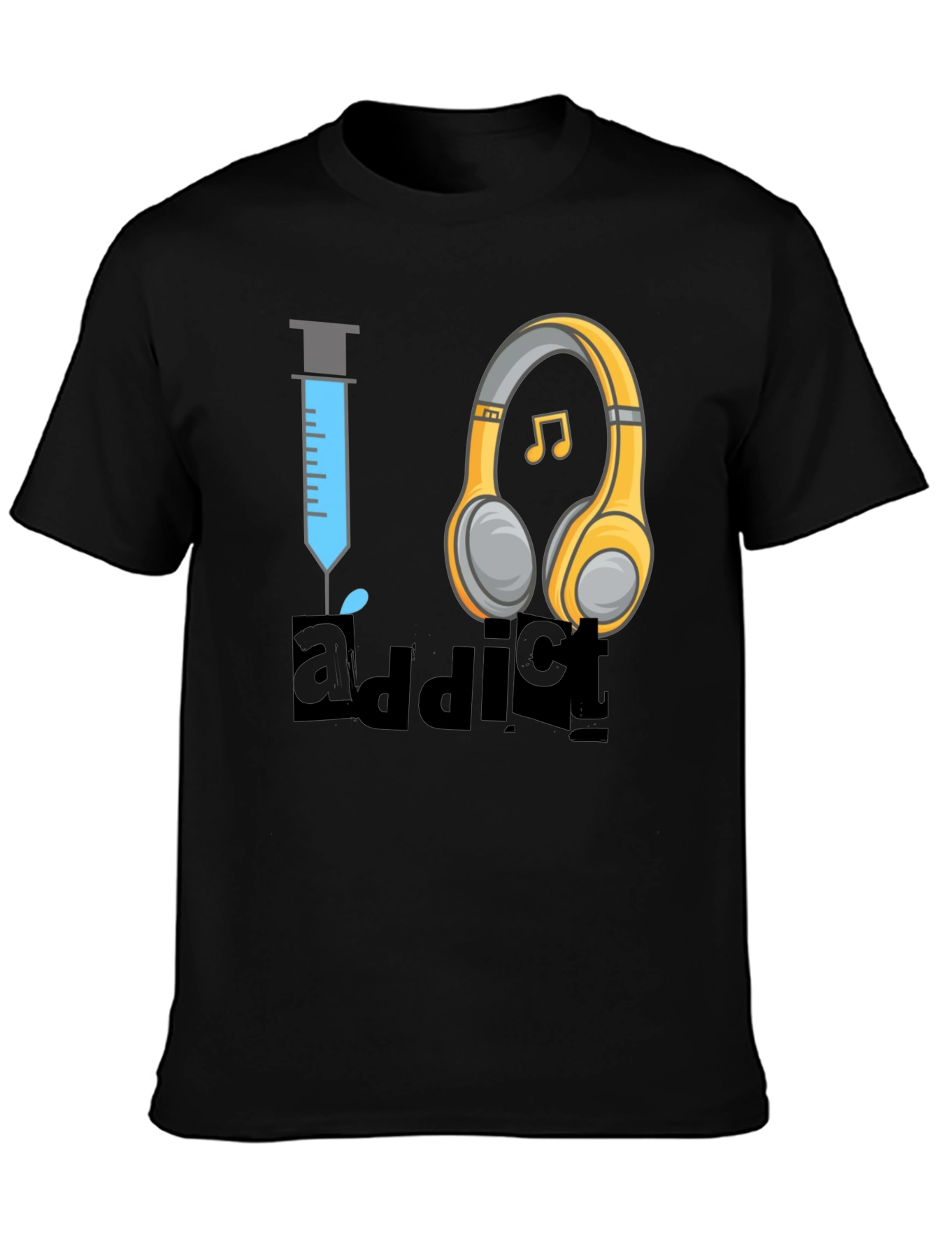 Black Music Addict T-Shirt - Novelty Graphic Tee view 3