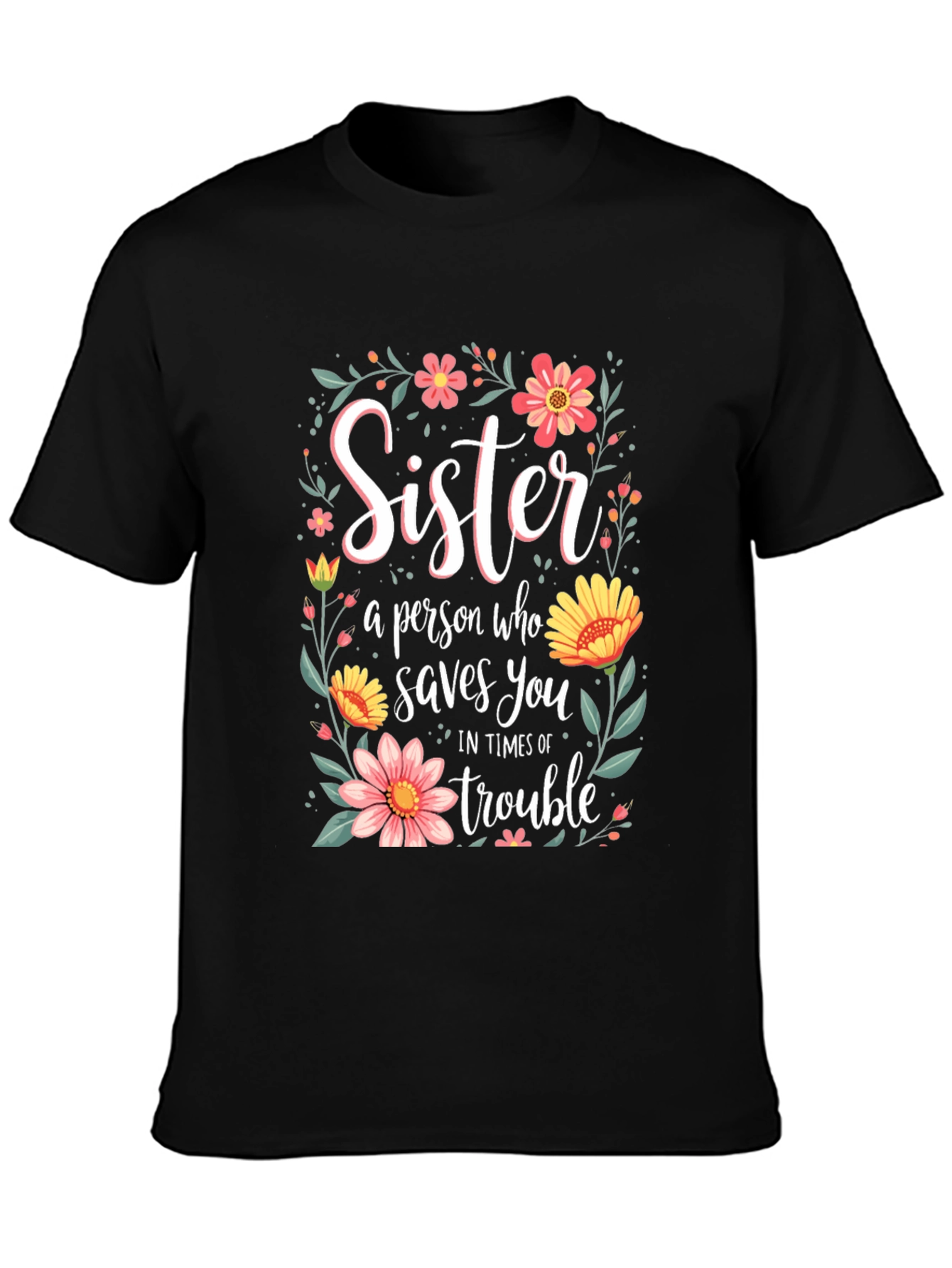 Black Sister Saves You Floral T-Shirt view 3