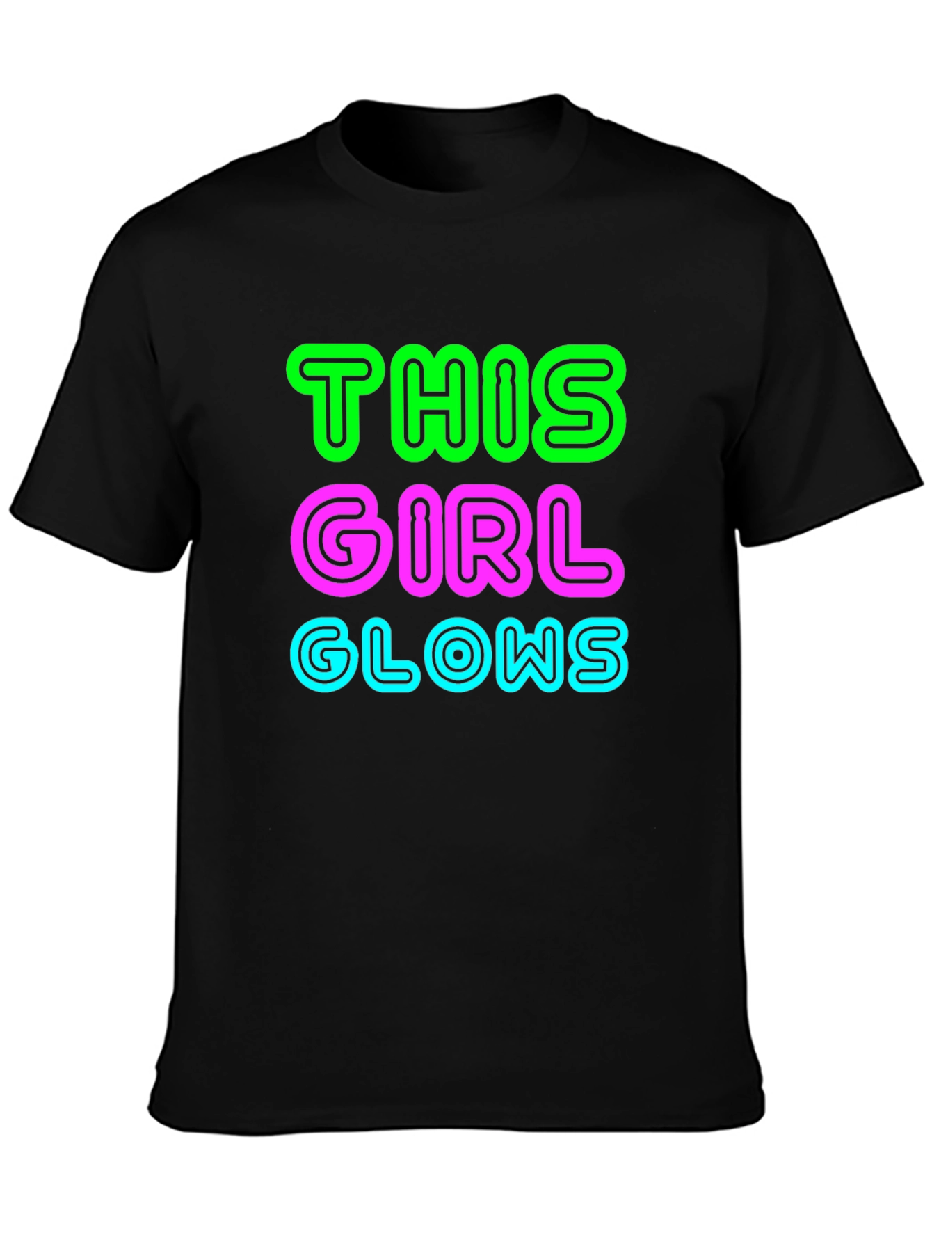 Black This Girl Glows Black Graphic Tee view 3