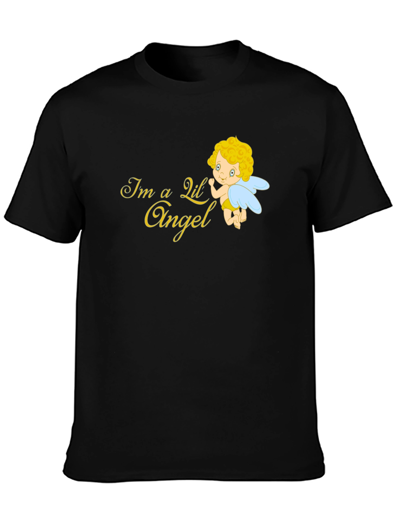 Black Cute Angel Graphic T-Shirt - Black view 3