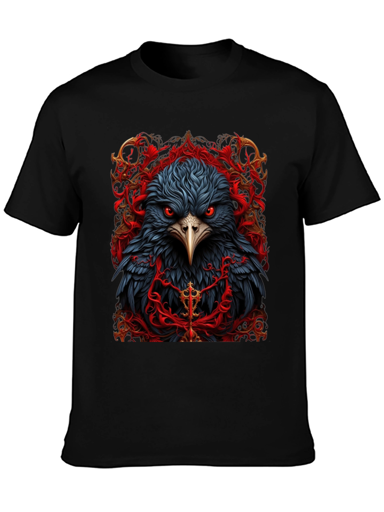 Black Raven Graphic Tee - Dark Bird Art T-Shirt view 3
