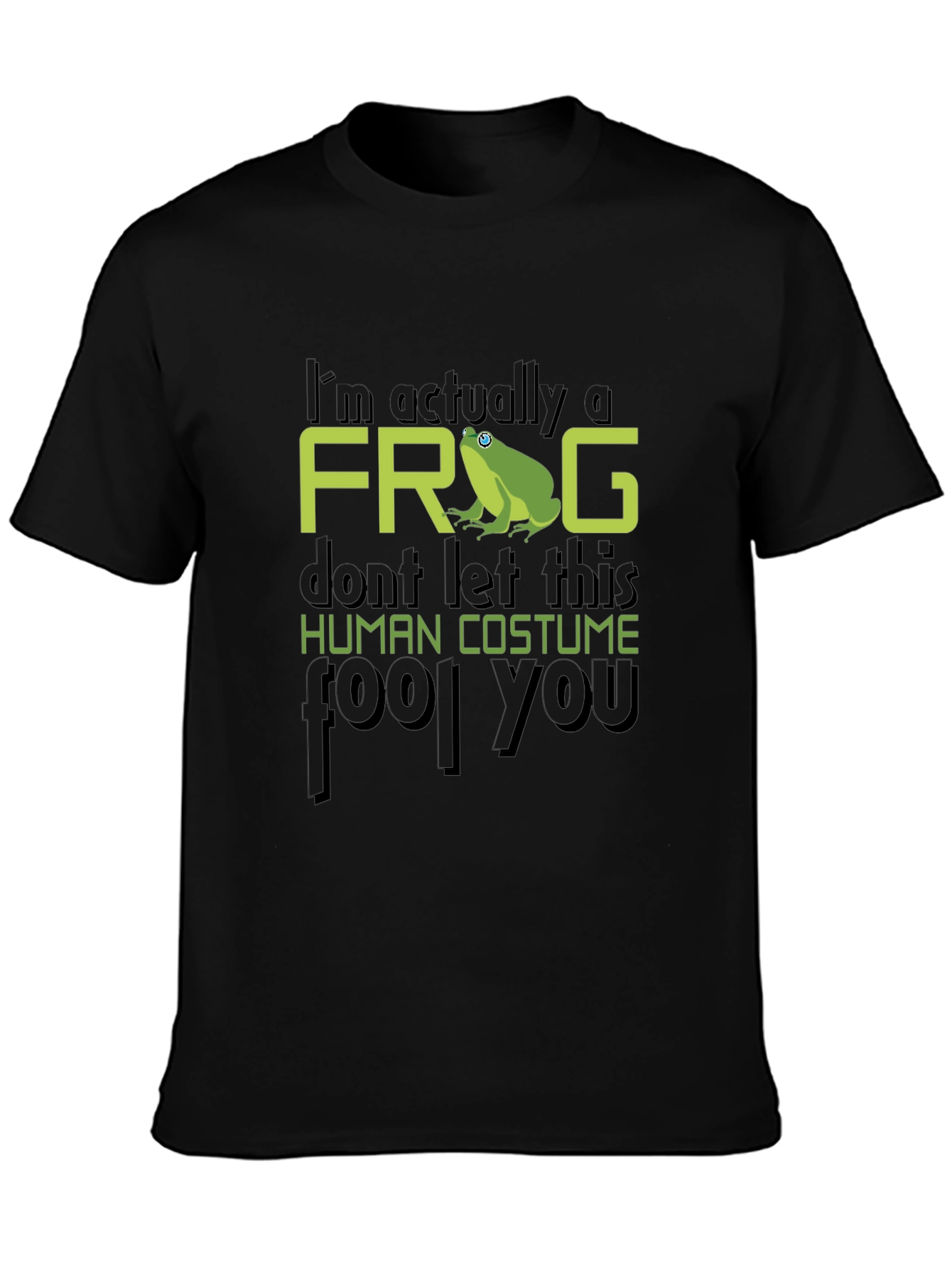 Black I'm Actually A Frog T-Shirt Funny Costume Tee view 3