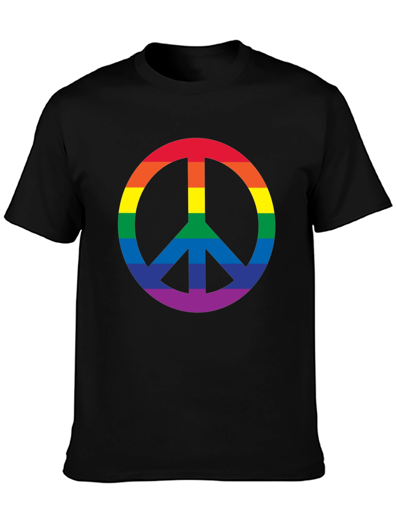 Black Rainbow Peace Sign Black T-Shirt view 3