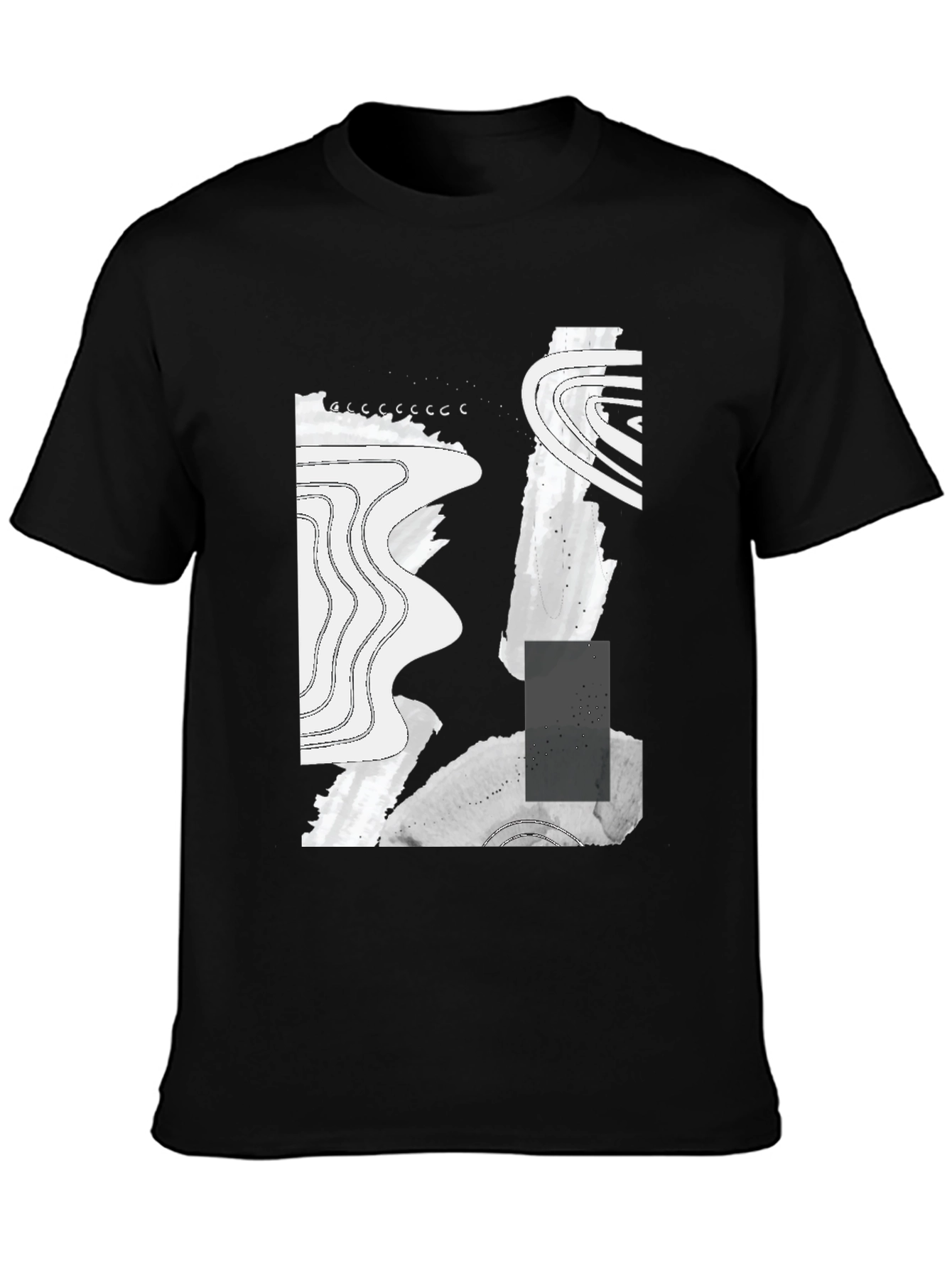 Abstract Graphic Print Black T-Shirt - 3