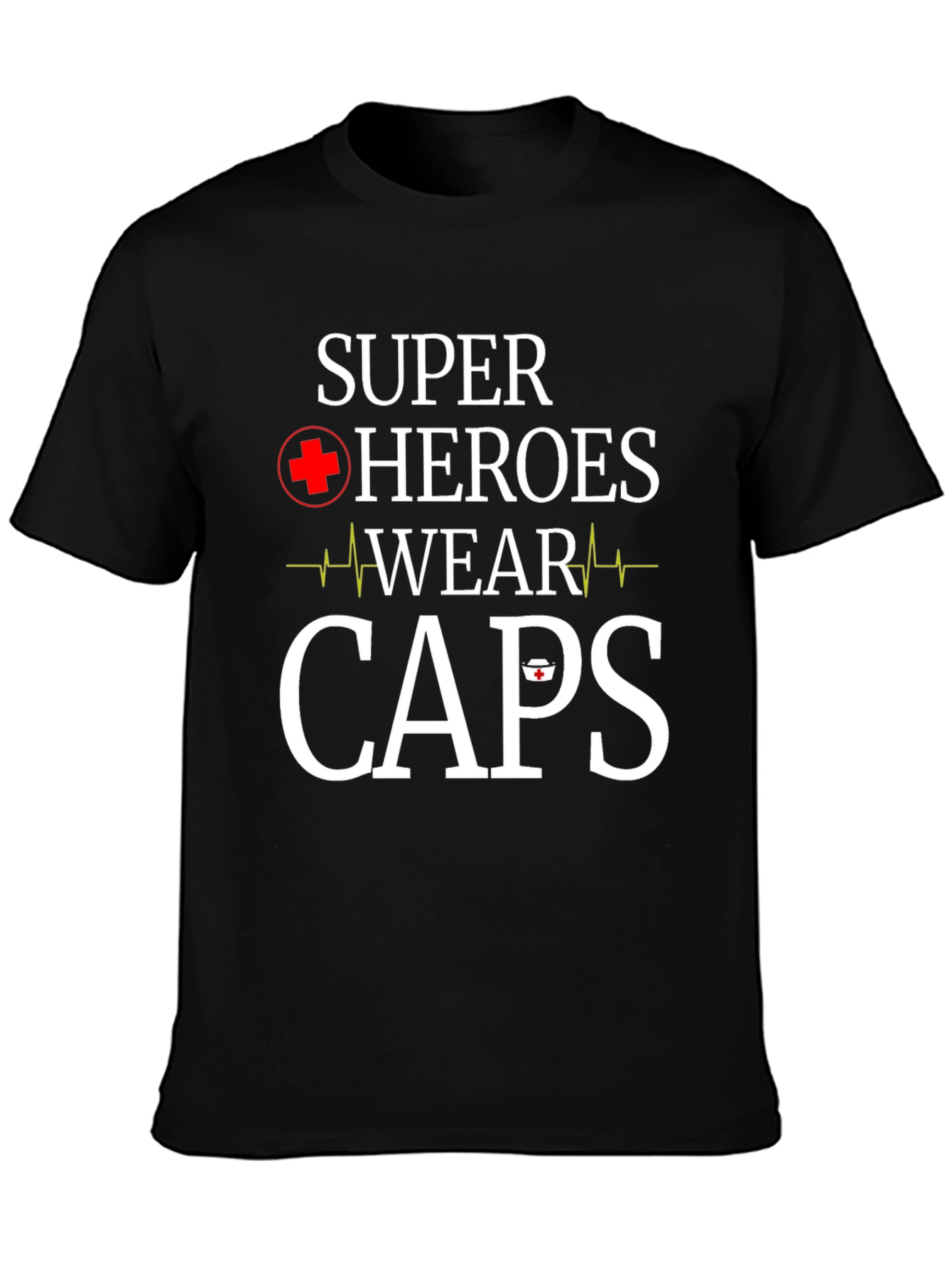 Black Super Heroes Wear Caps T-Shirt - Nurse Appreciation view 3