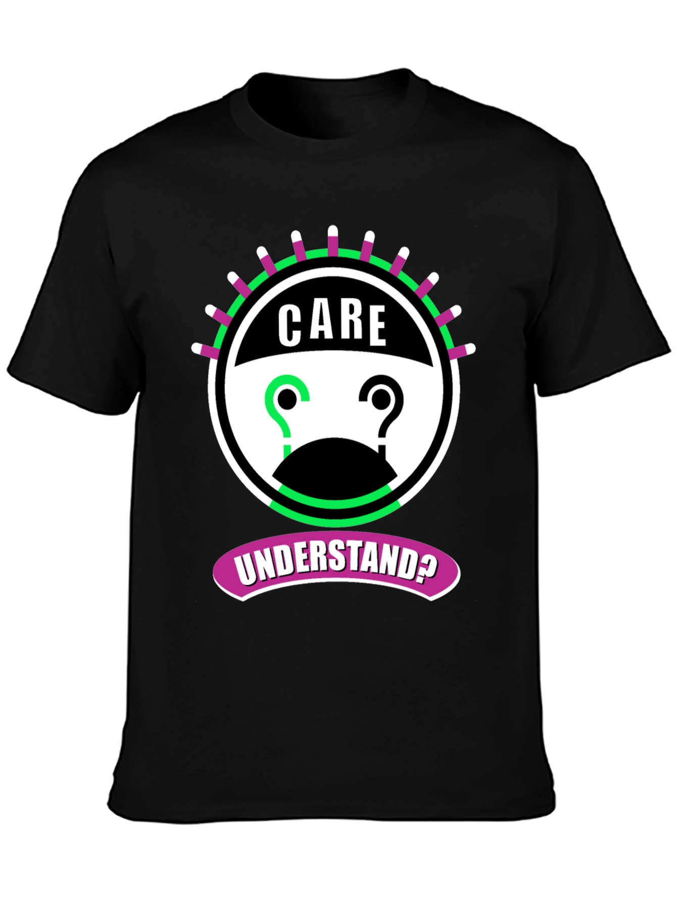Black Care Understand? Graphic Tee - Black Cotton T-Shirt view 3