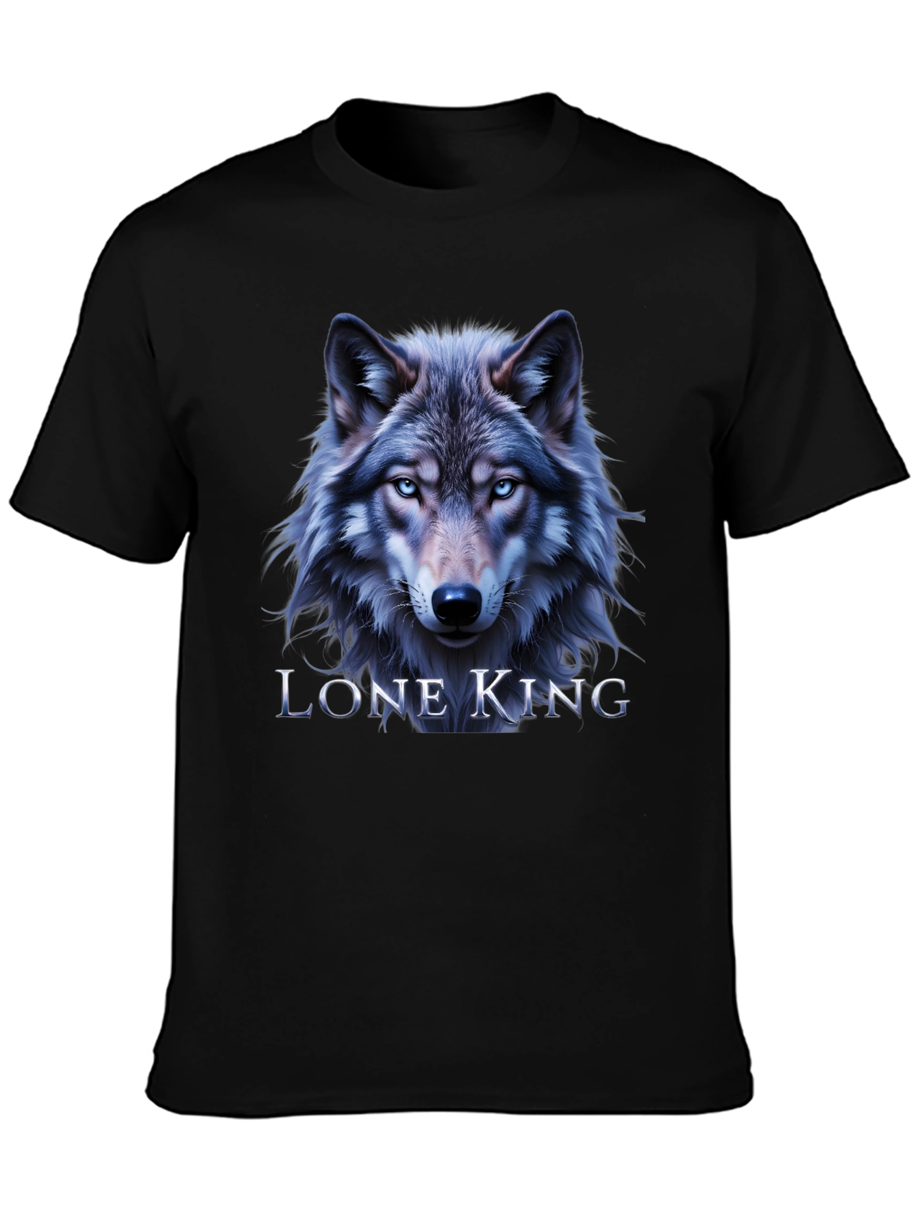 Black Lone King Wolf Graphic T-Shirt - Black view 3