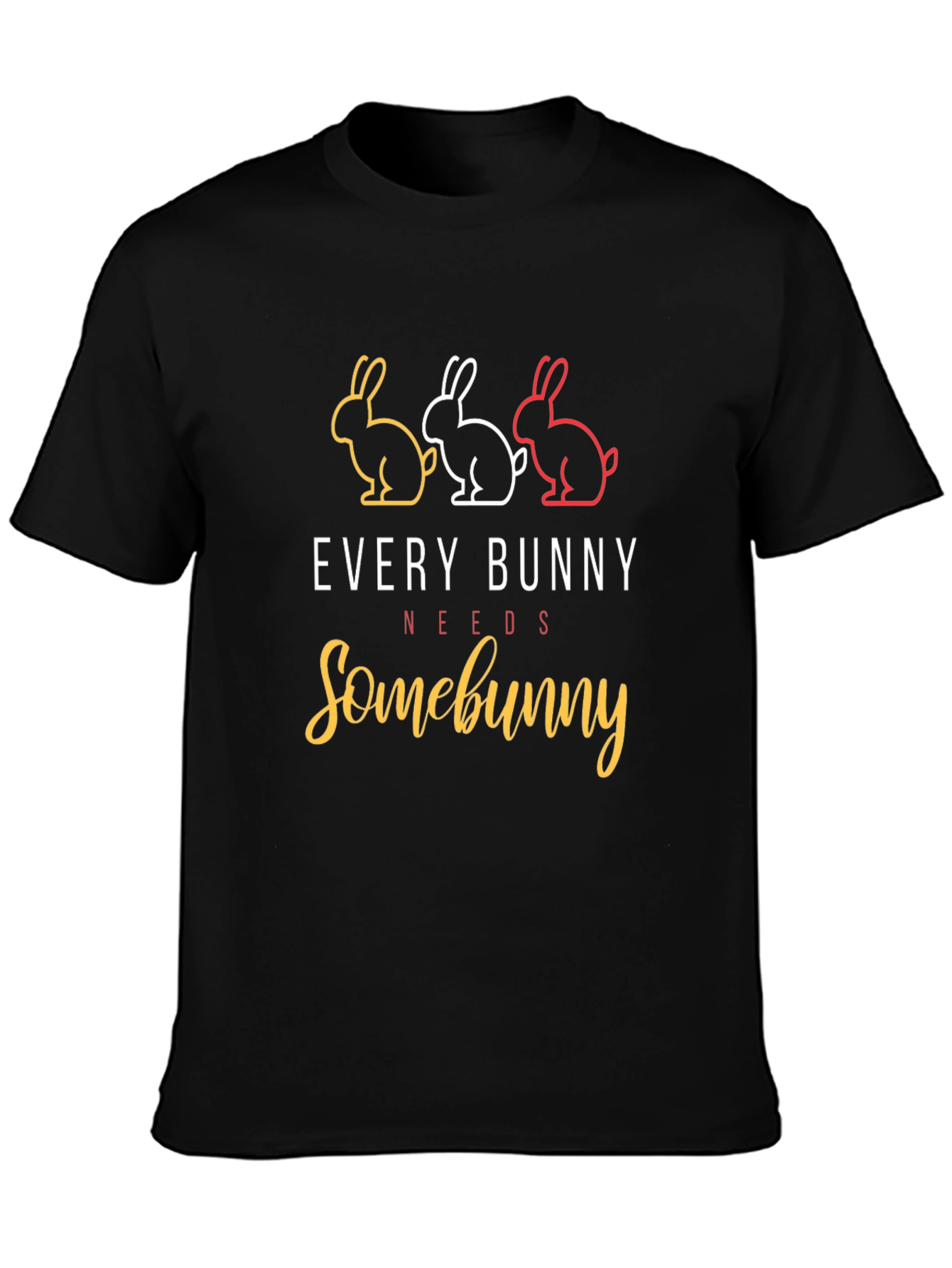 Black Every Bunny Needs Somebunny T-Shirt view 3