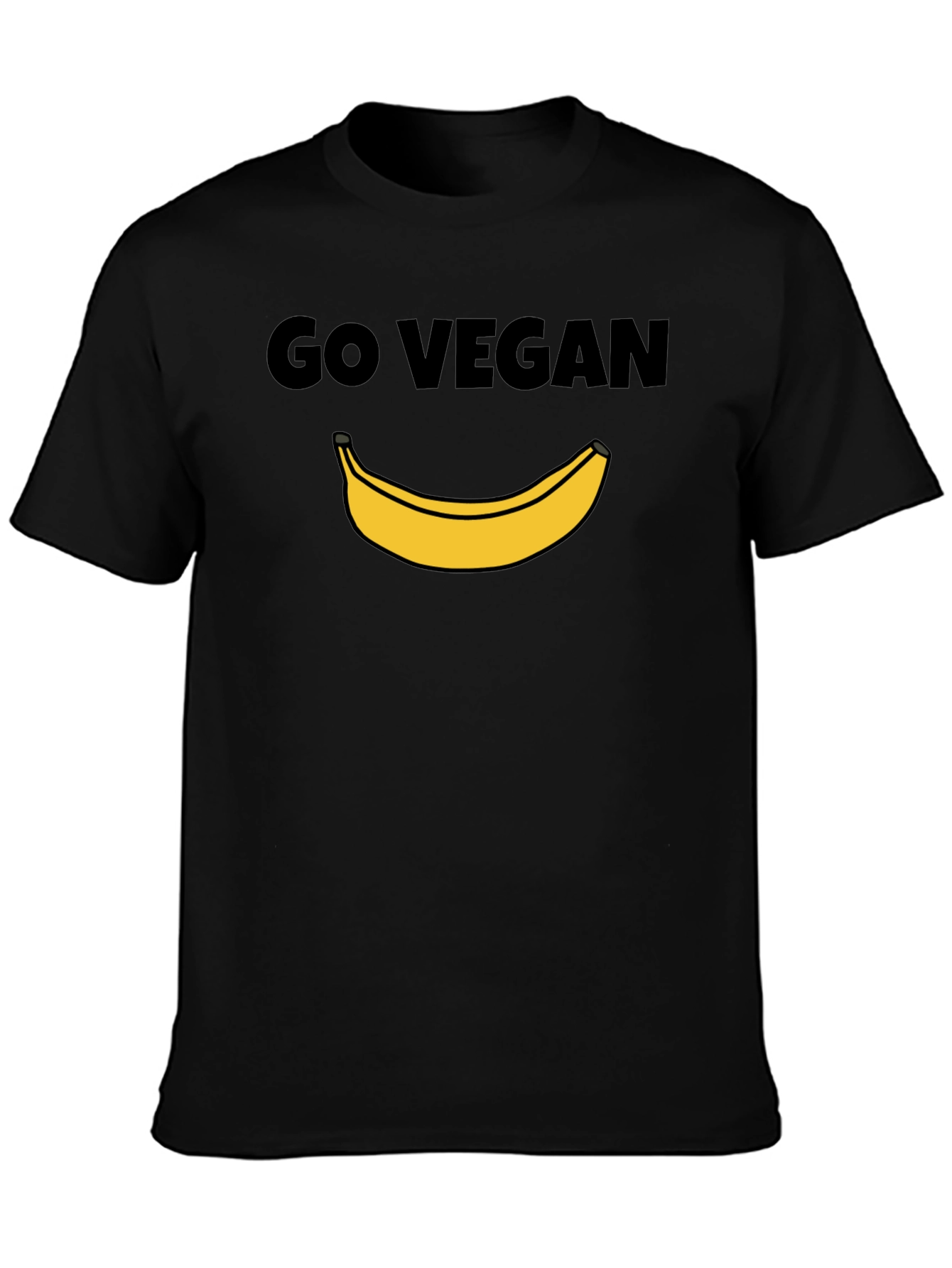 Black Go Vegan Banana Graphic Tee - Unisex Black T-Shirt view 3