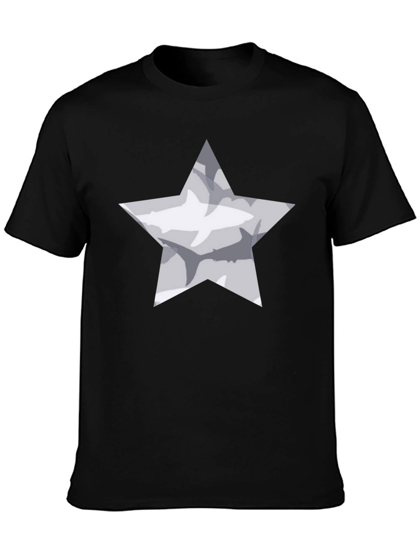 Black Star Shark Graphic Tee - Black Cotton Blend view 3