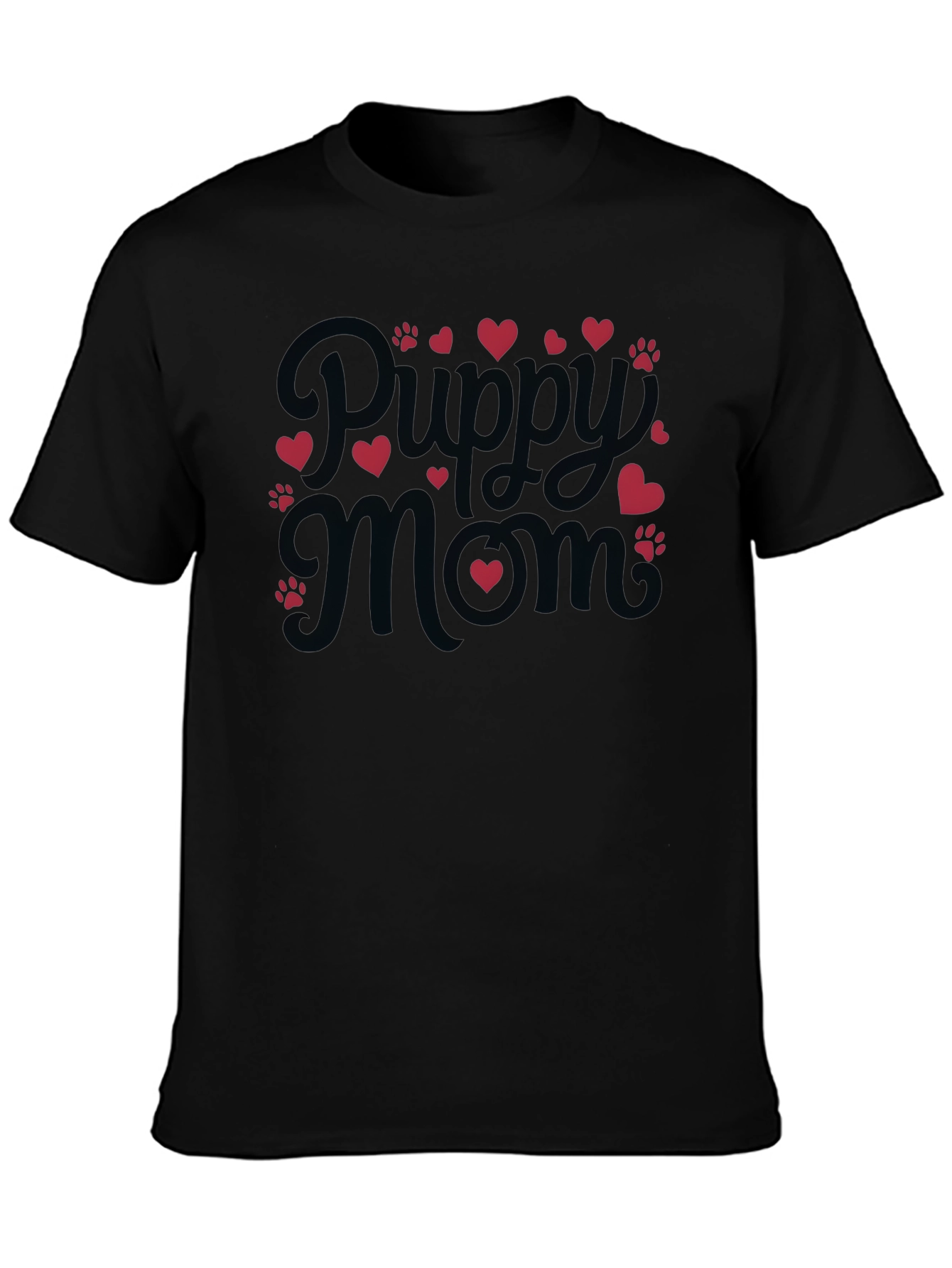 Black Puppy Mom Black T-Shirt view 3