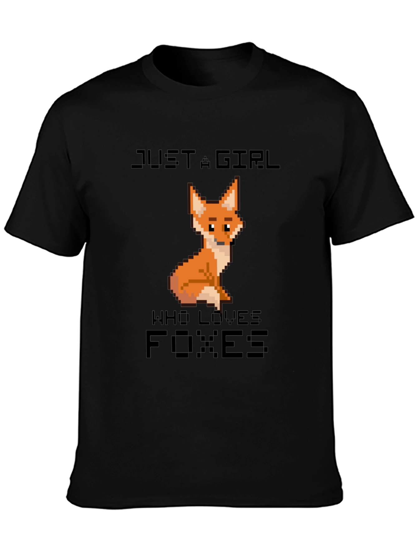 Black Just A Girl Who Loves Foxes T-Shirt view 3