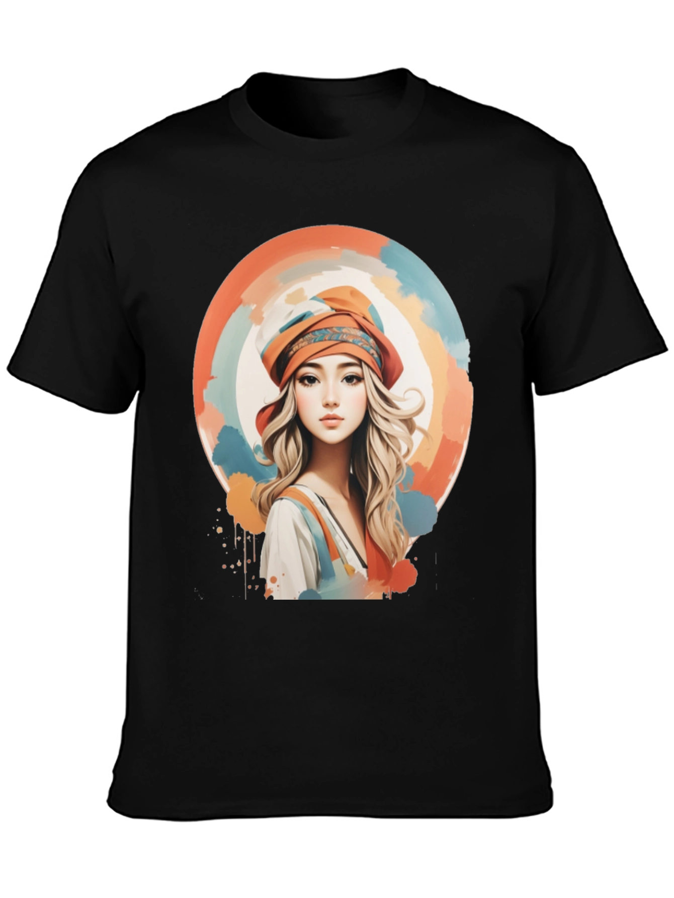 Black Woman Portrait Graphic Tee - Artistic Watercolor Design view 3