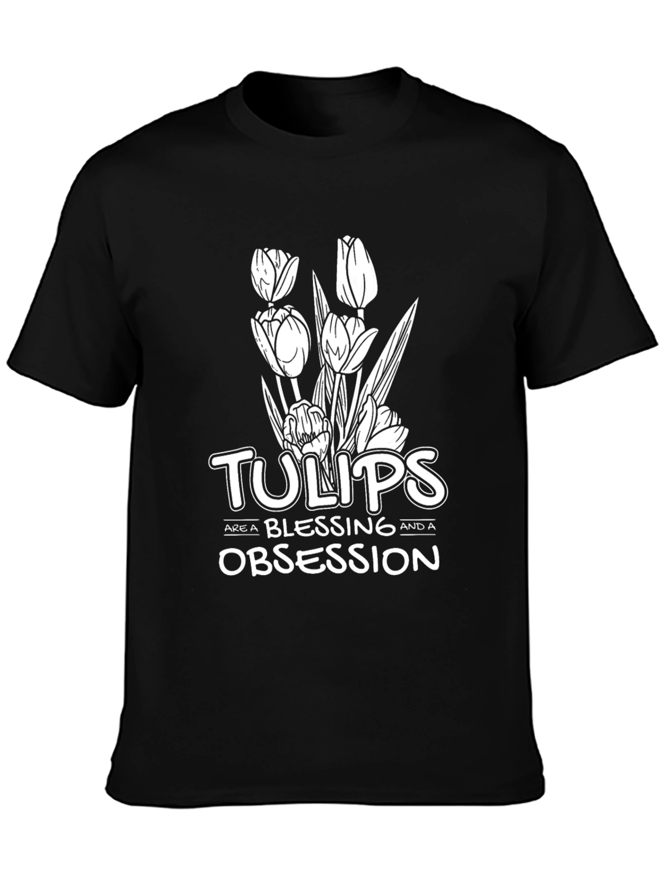 Black Tulips Obsession Graphic T-Shirt - Black view 3