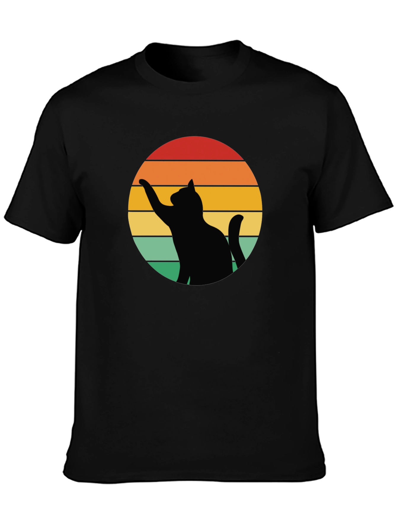 Black Retro Cat Silhouette Tee view 3