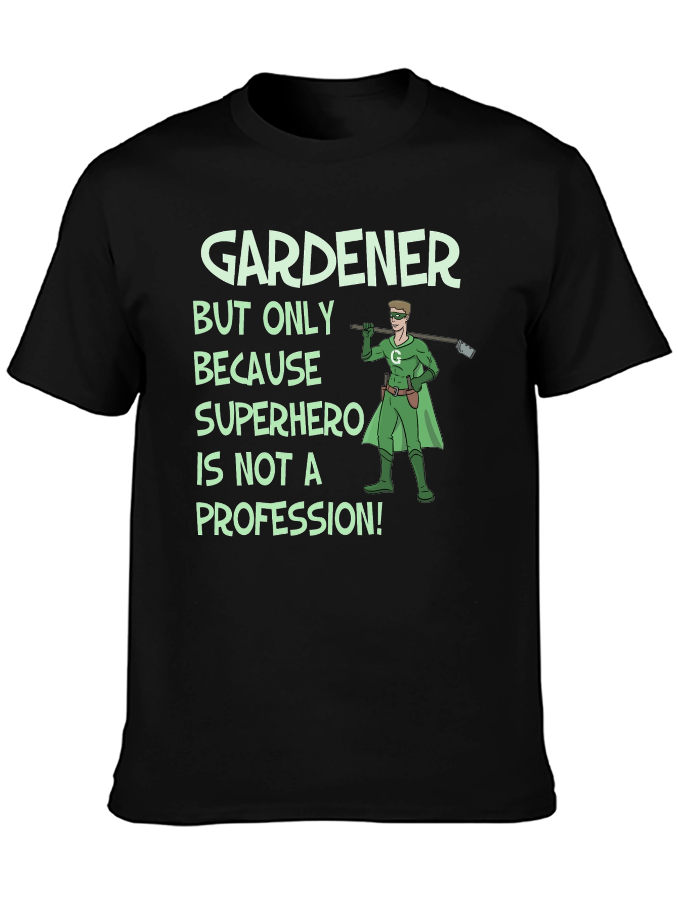 Black Gardener Superhero T-Shirt view 3