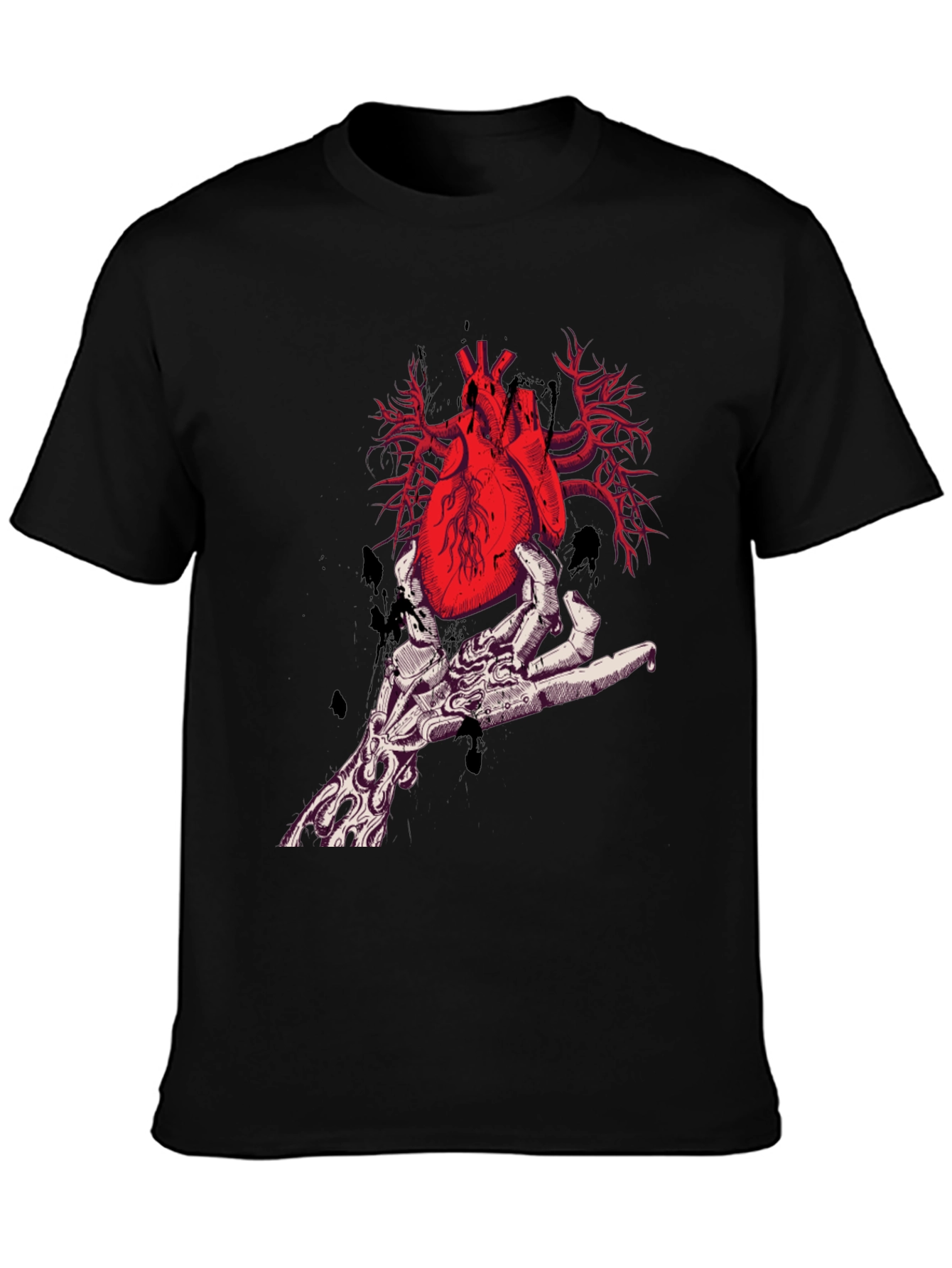Black Anatomical Heart Graphic Tee - Unique Design view 3