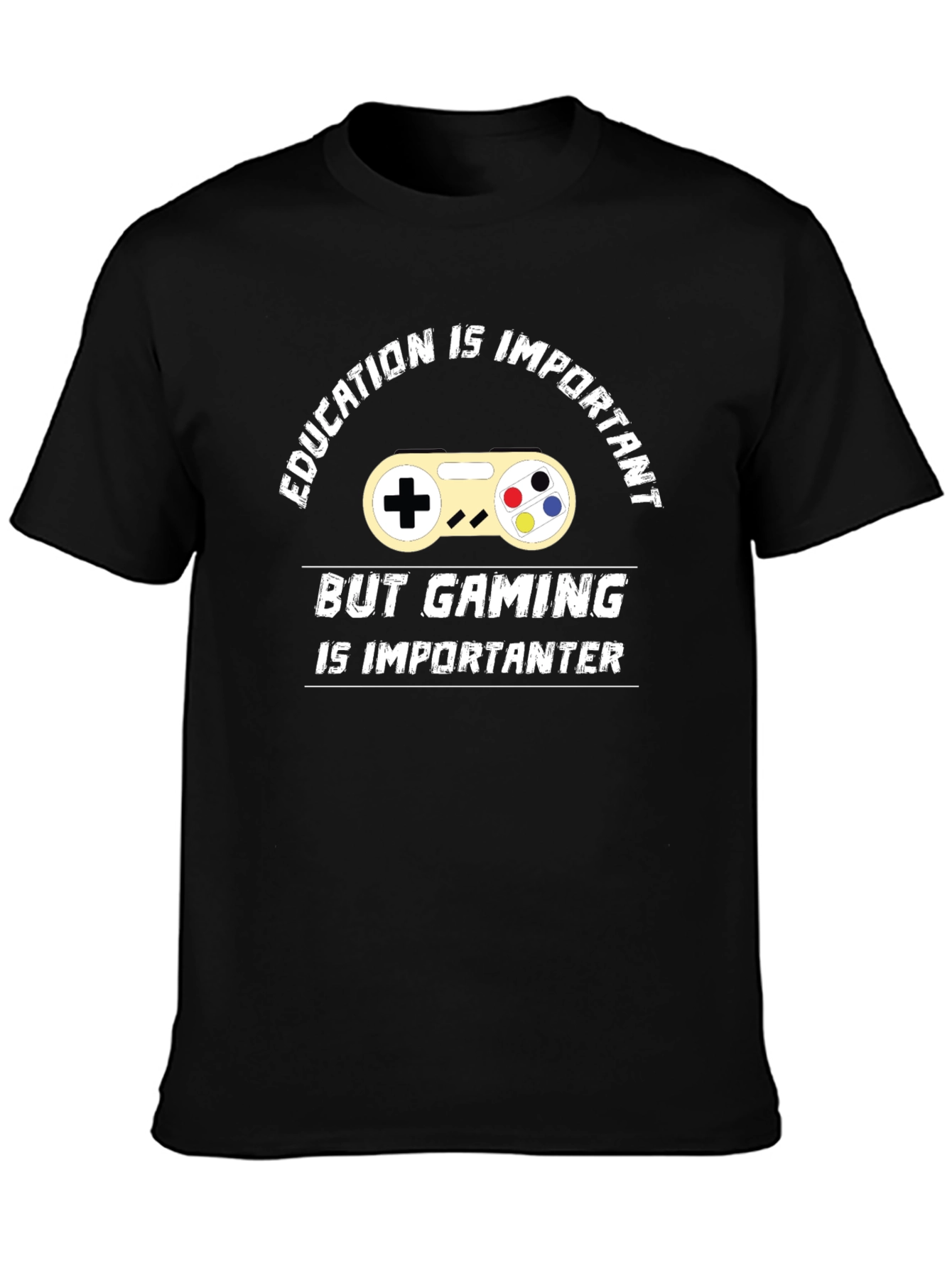 Black Gaming is Importanter T-Shirt - Black Cotton Tee view 3