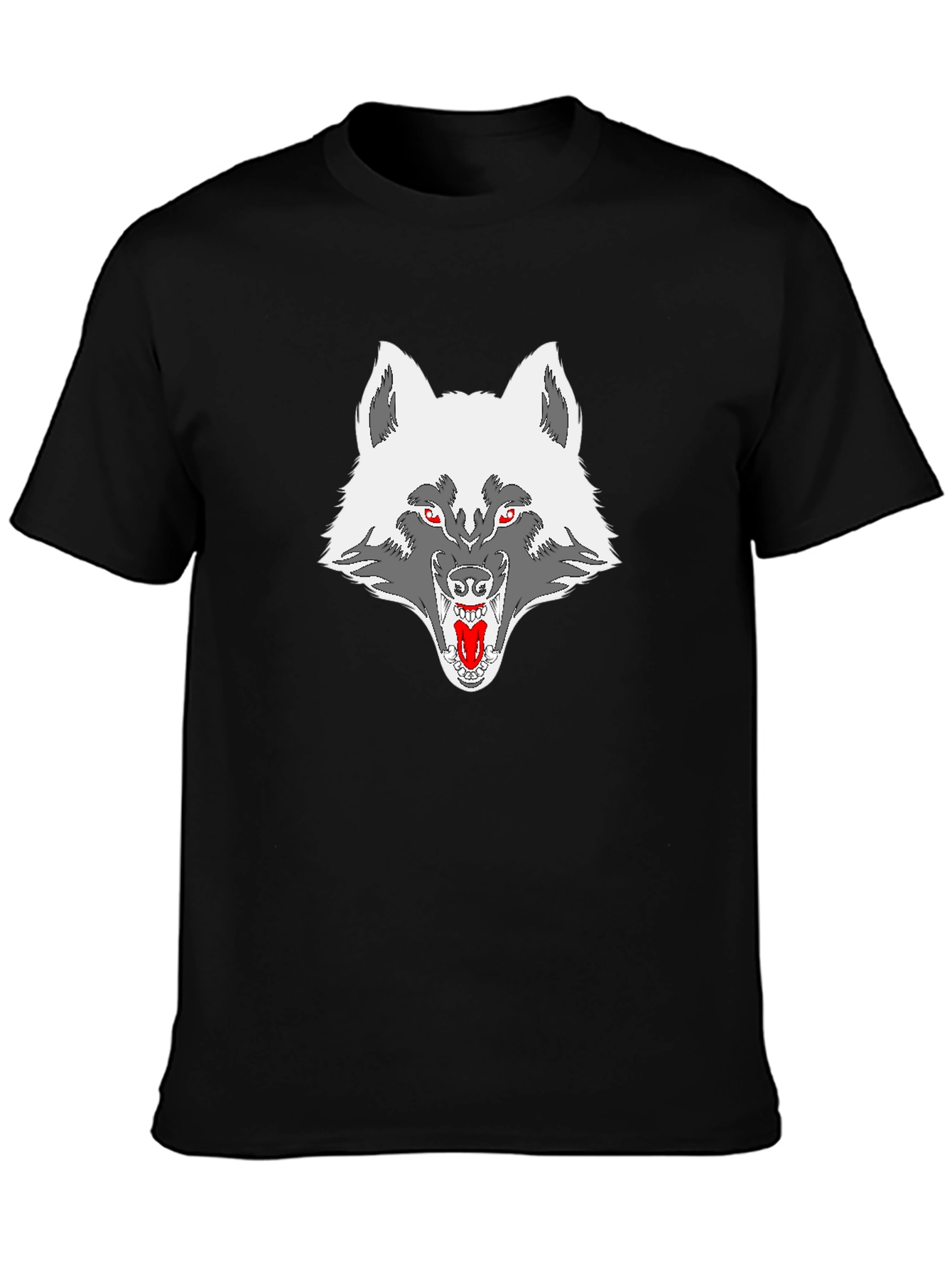 Black Wolf Graphic Print Black T-Shirt view 3