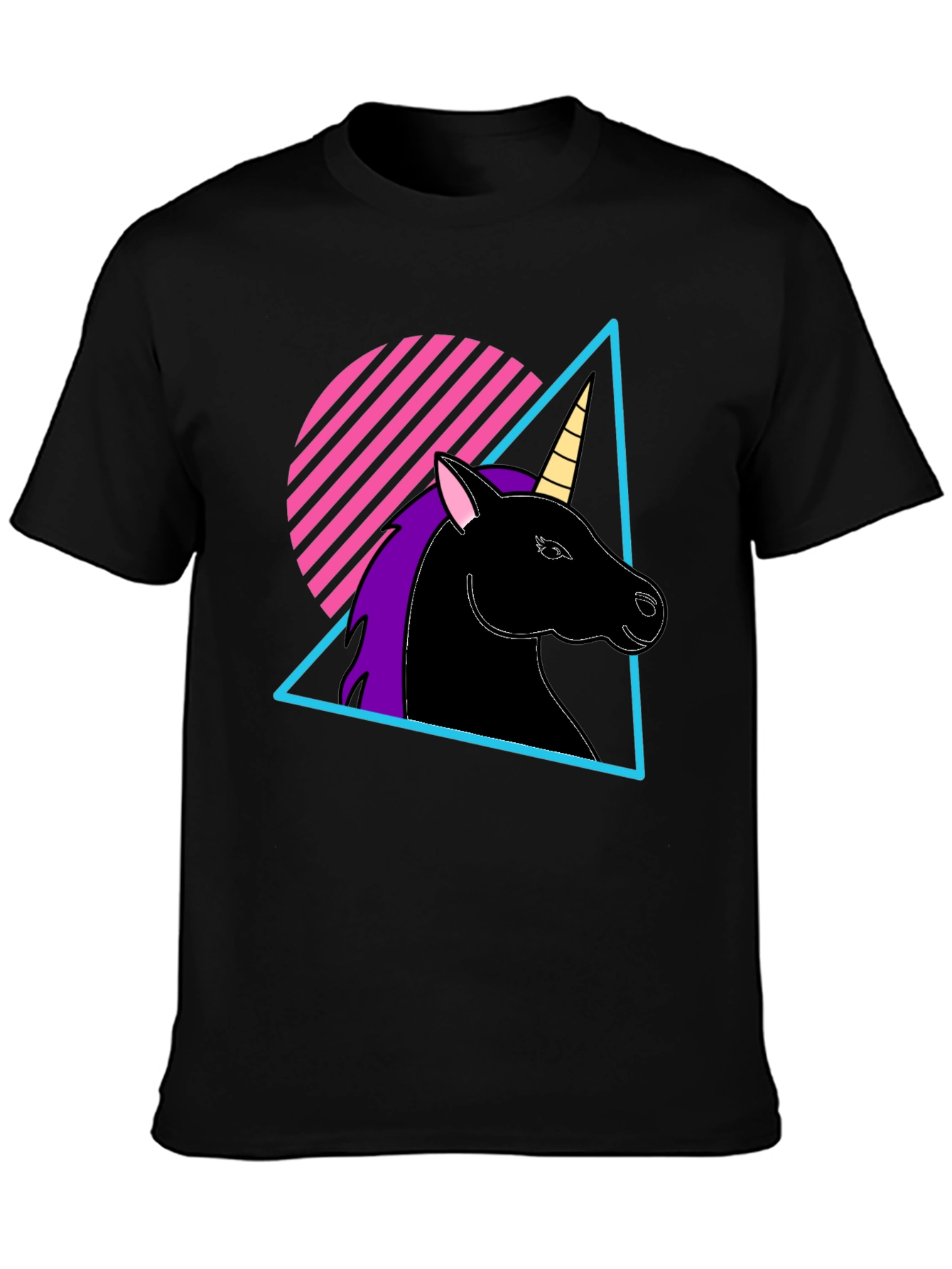 Black Retro Unicorn T-Shirt - Black Graphic Tee view 3