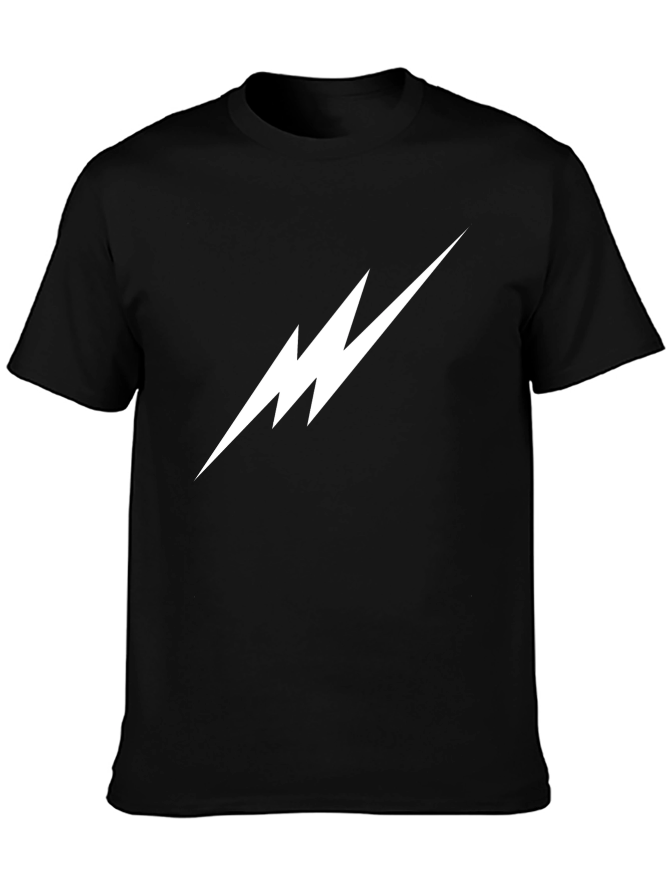 Black Lightning Bolt Graphic Tee - Black Cotton T-Shirt view 3