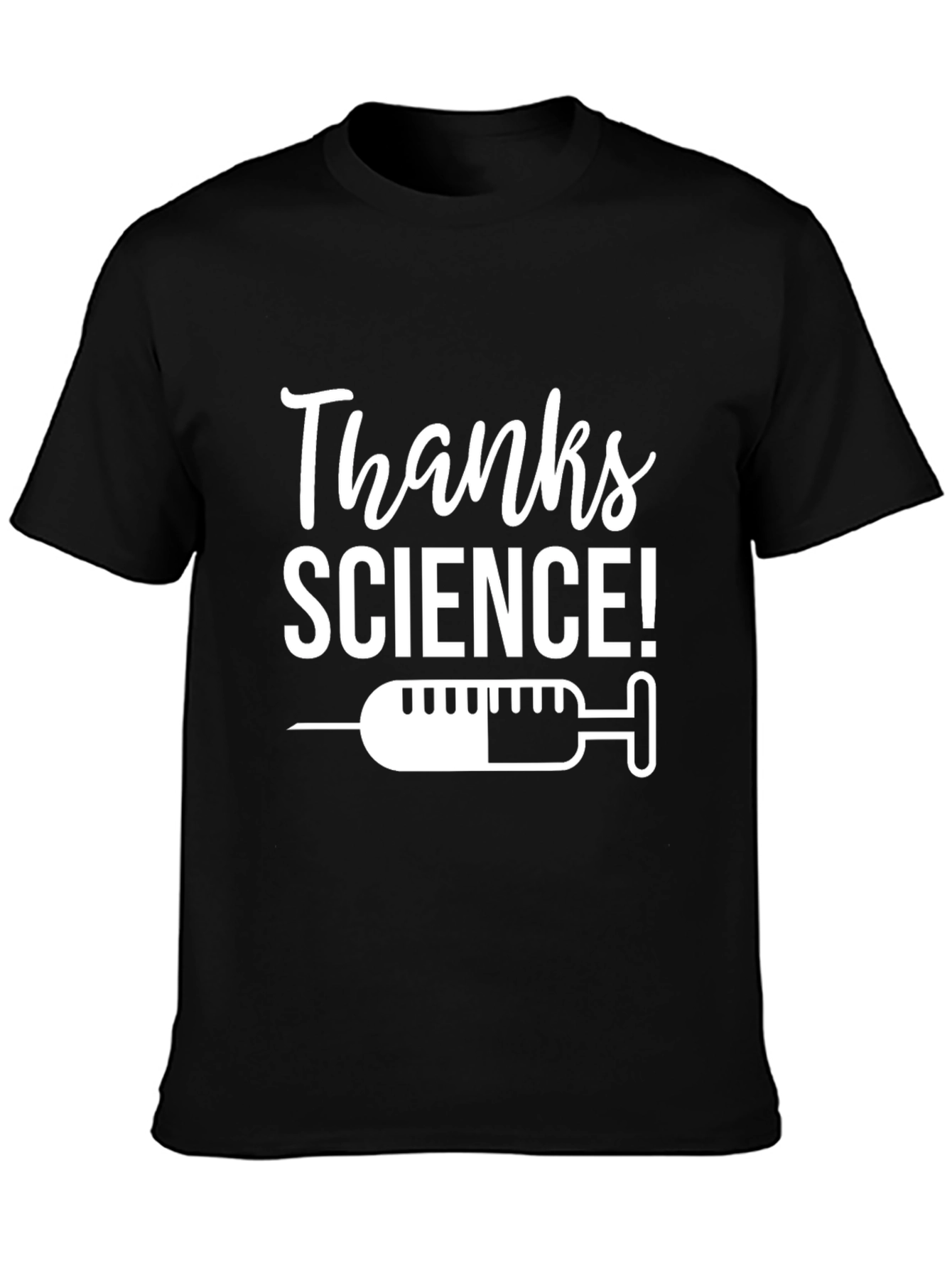 Black Thanks Science Graphic T-Shirt - Vaccination Design view 3