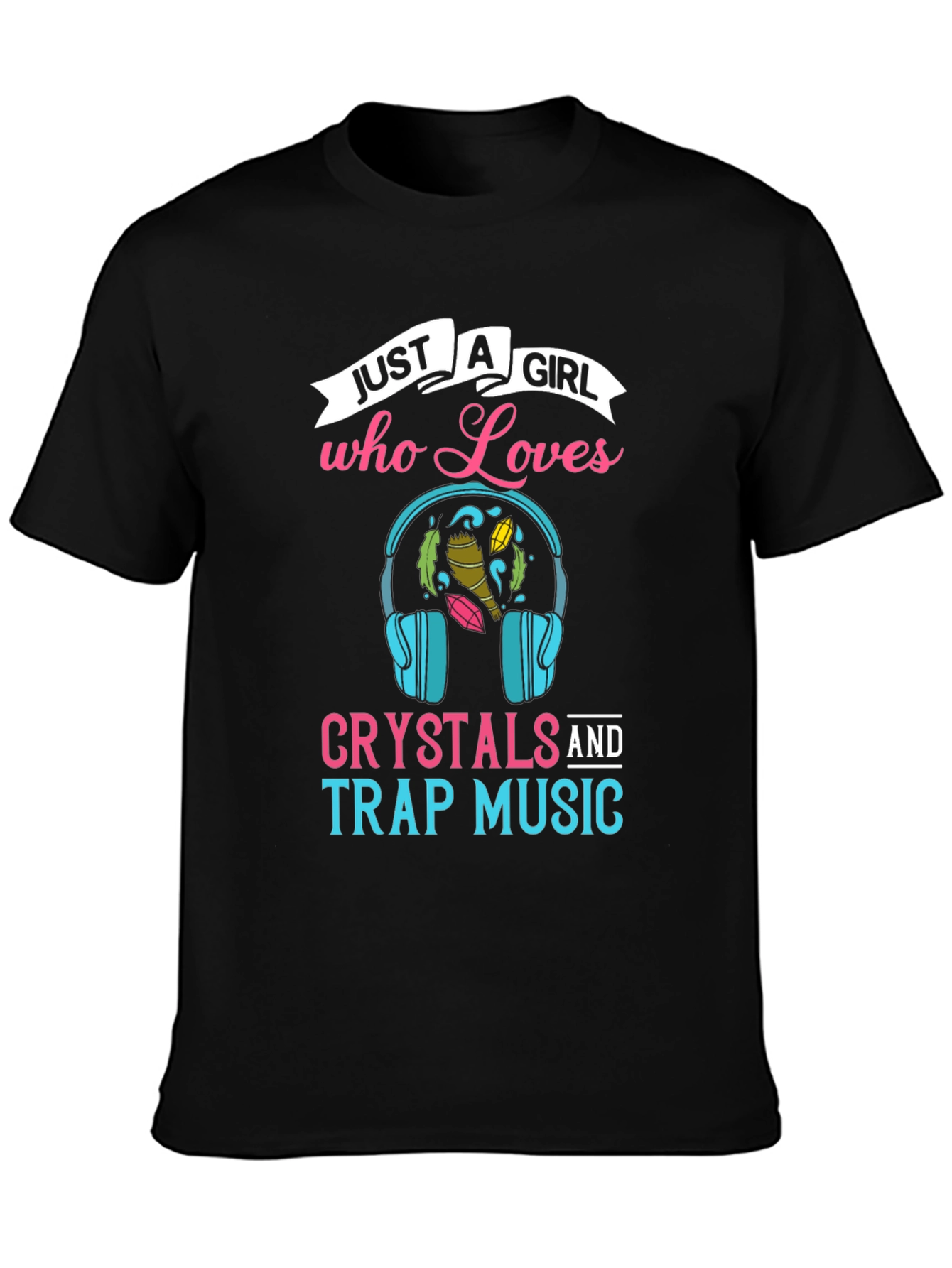 Black Crystals and Trap Music T-Shirt for Girls view 3