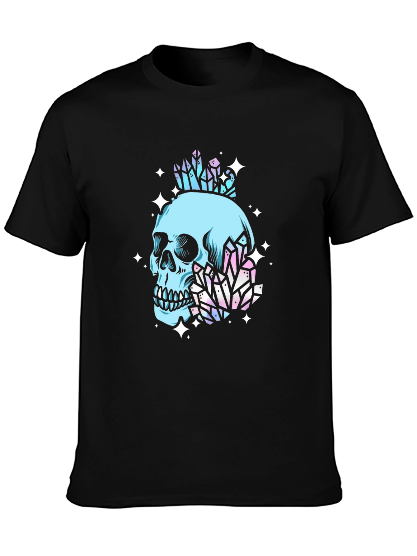 Black Skull & Crystal Graphic Black Tee view 3