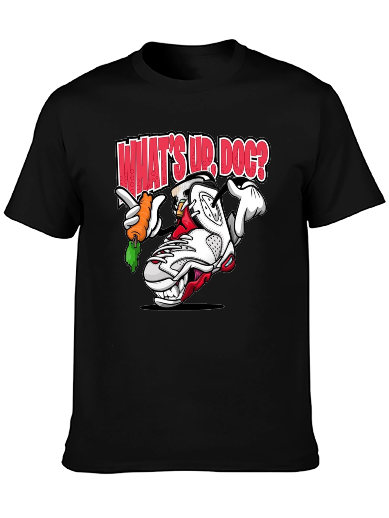 Black Cartoon Sneaker Graphic T-Shirt - What's Up, Dog? view 3