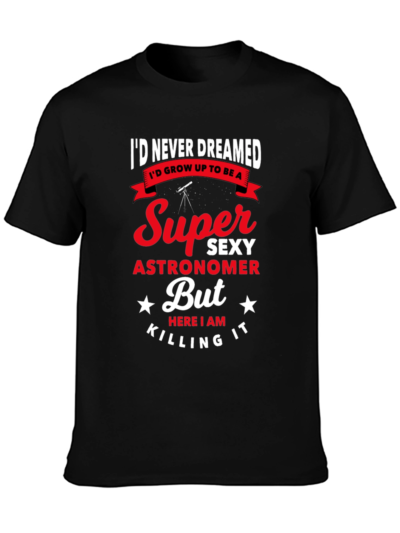Black Super Sexy Astronomer Men's Graphic Tee view 3