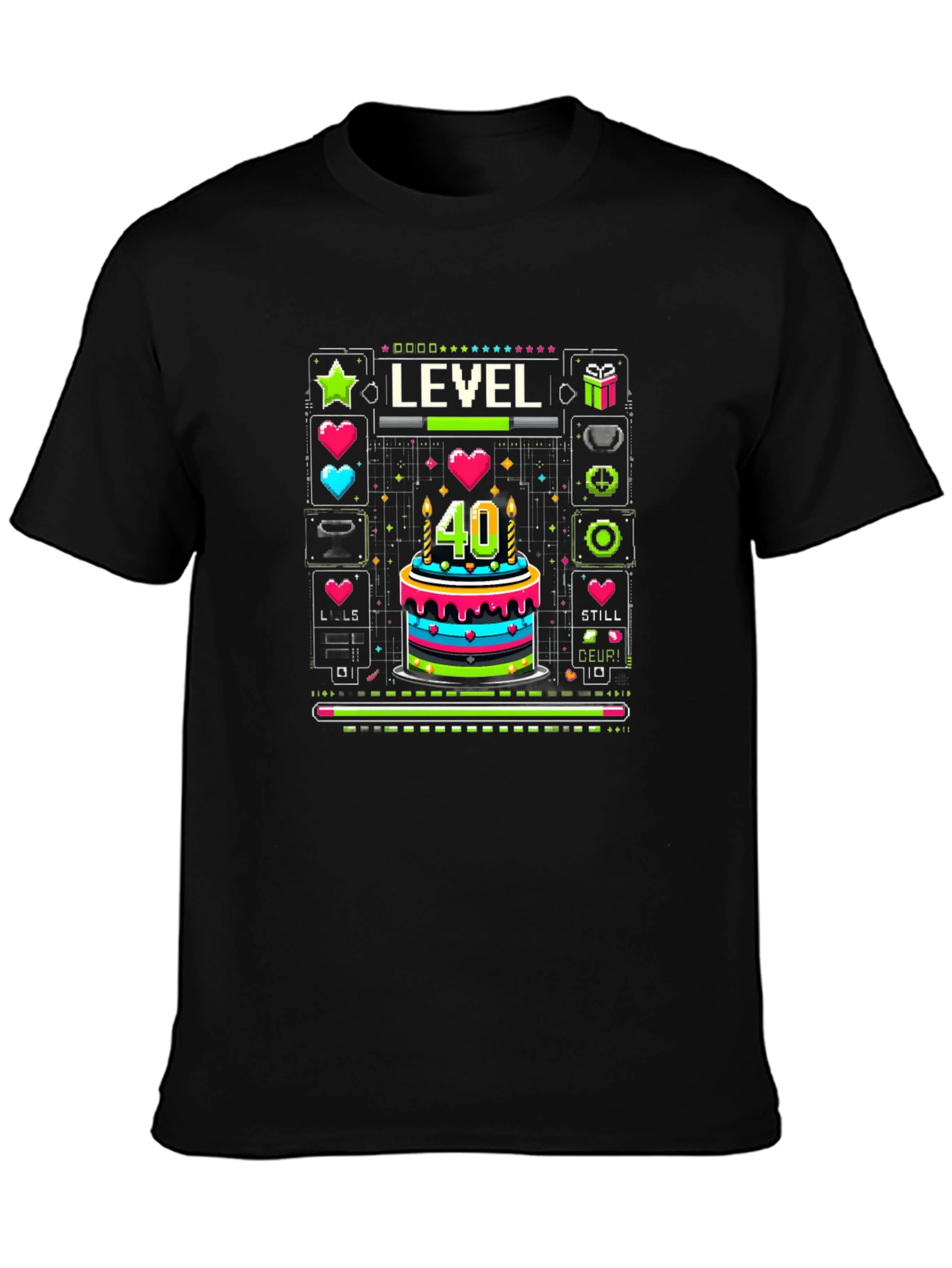 Black Level 40 Birthday Gamer T-Shirt view 3