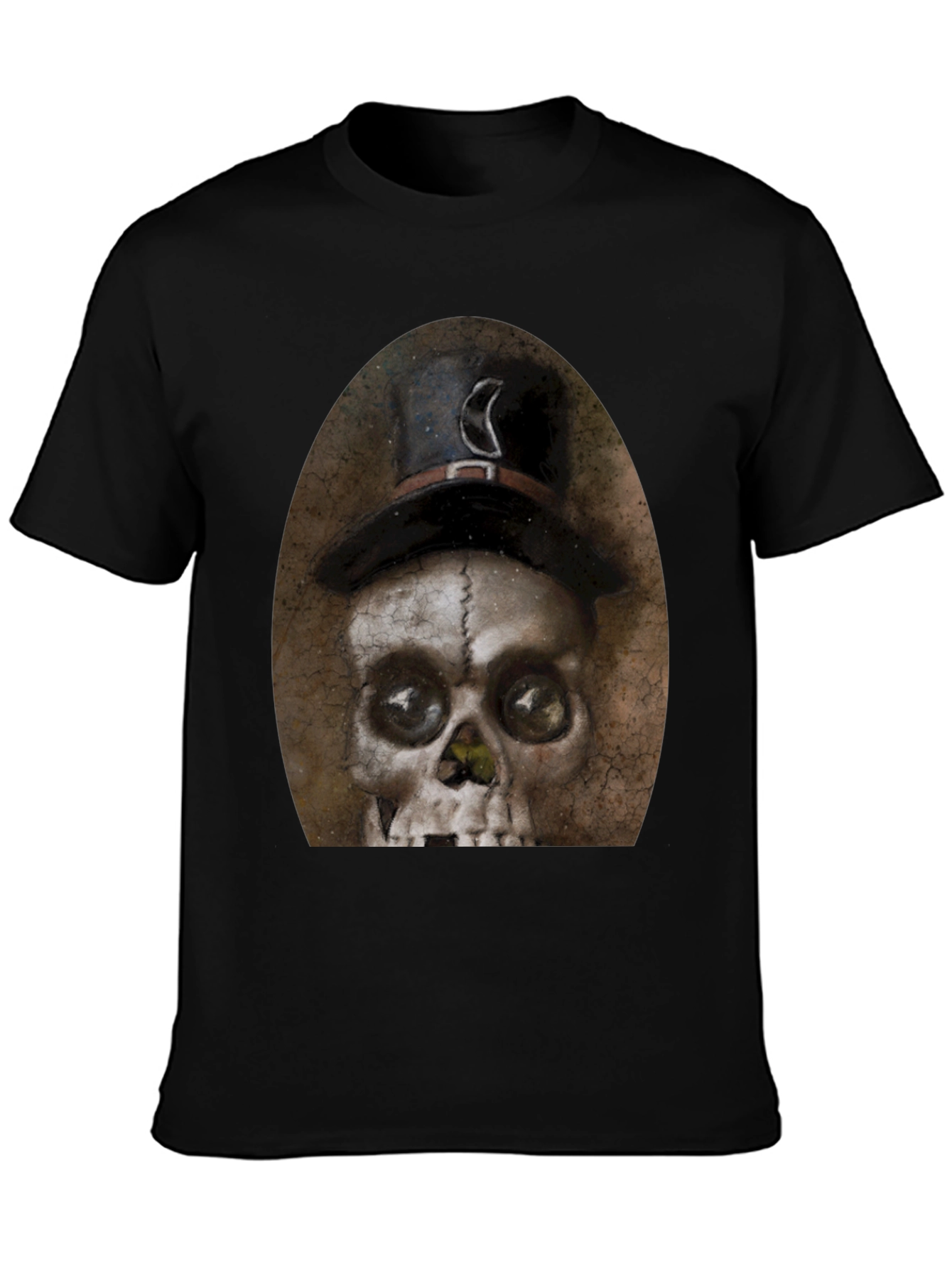 Black Skull with Top Hat Graphic Tee - Men's Black T-Shirt view 3